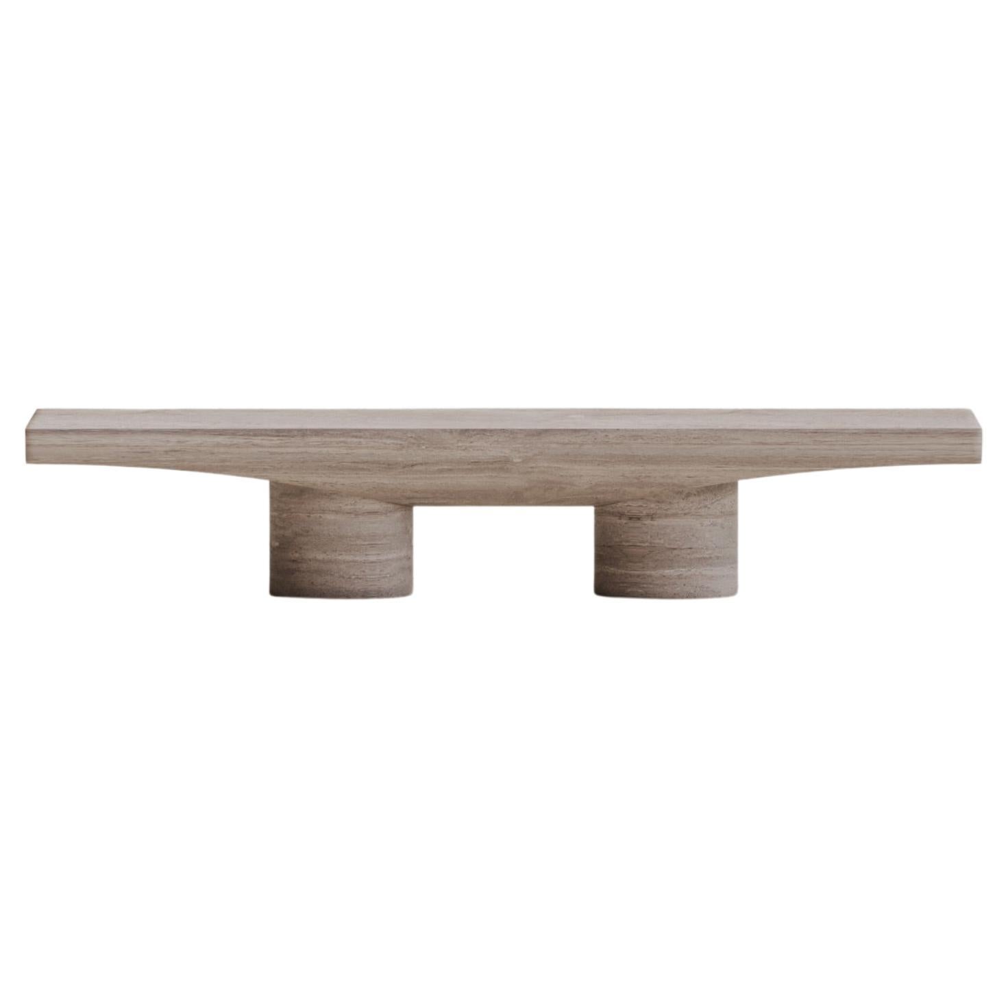 Contemporary Solid Travertine Silver Abraccio Bench 160 by Studio Narra