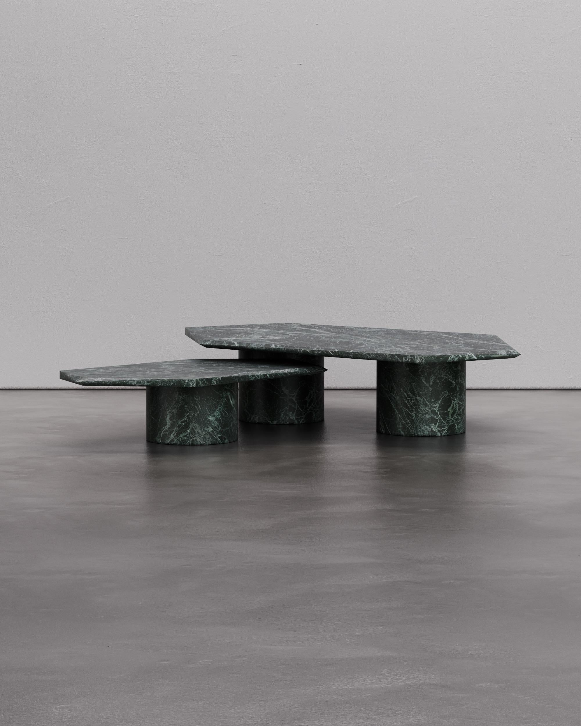Belgian Contemporary Solid Verde Patricia Marble Hera Coffee Table Large by Tim Vranken For Sale