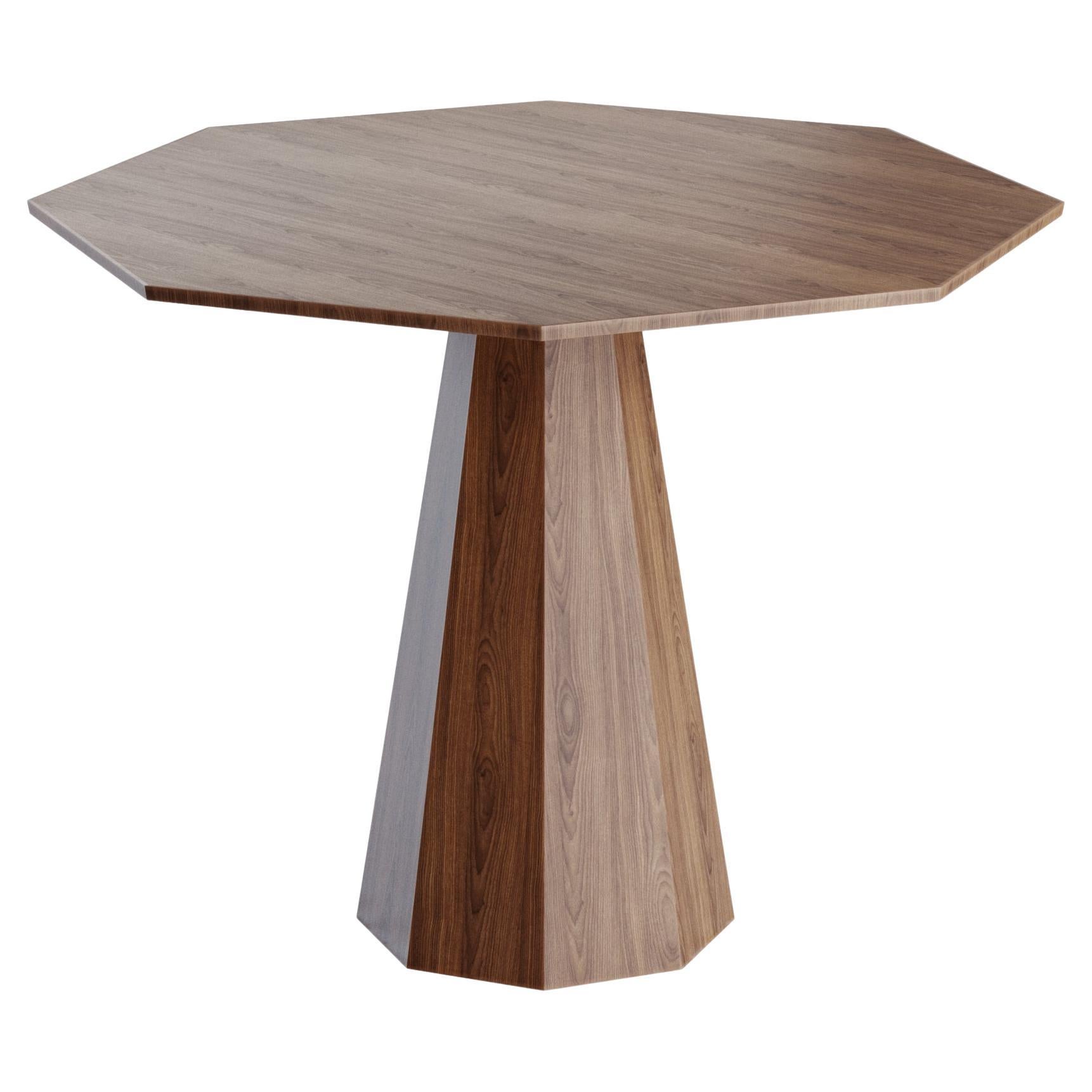 Contemporary Solid Walnut Dining Table with Geometric Forms For Sale