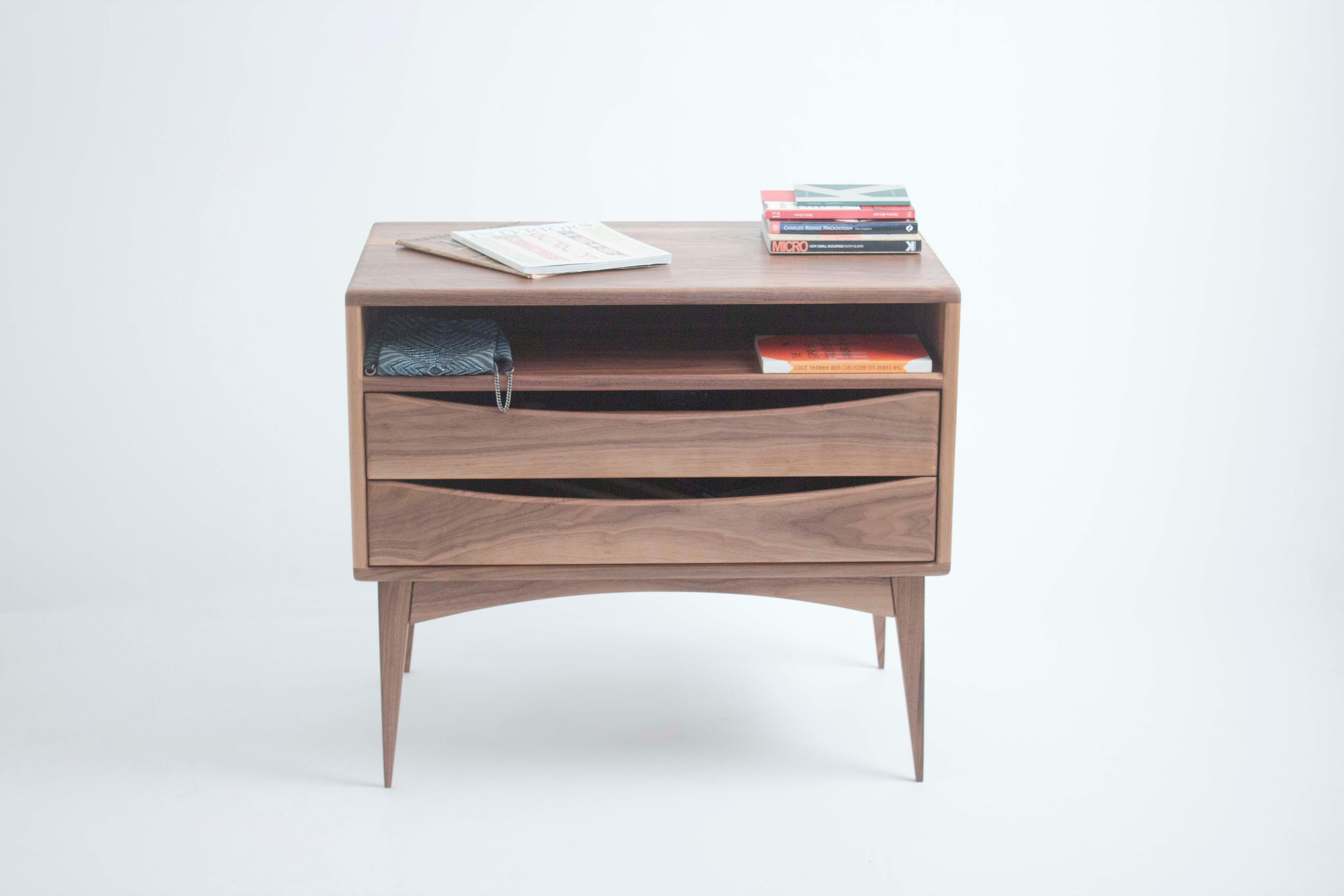 Nightstand Designed and Crafted by Díaz Marentes Studio

Rooted in a sense of ancient modernity, this handcrafted nightstand embodies the essence of simplicity and calm. Shown here in solid American walnut with an optional marble top, it can also be