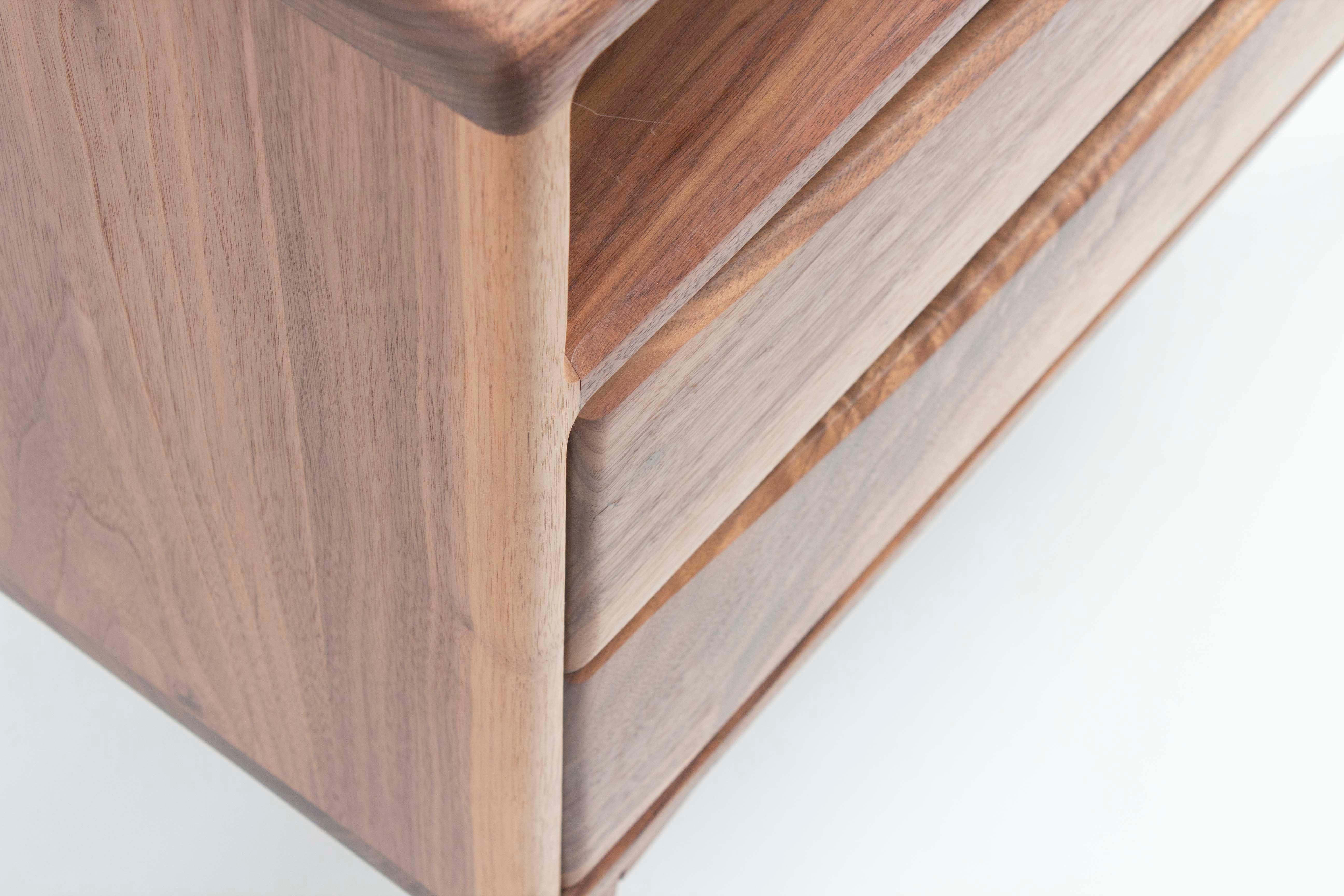 Spanish Contemporary Solid Walnut Nightstand or Console Table with Drawer – Handcrafted For Sale