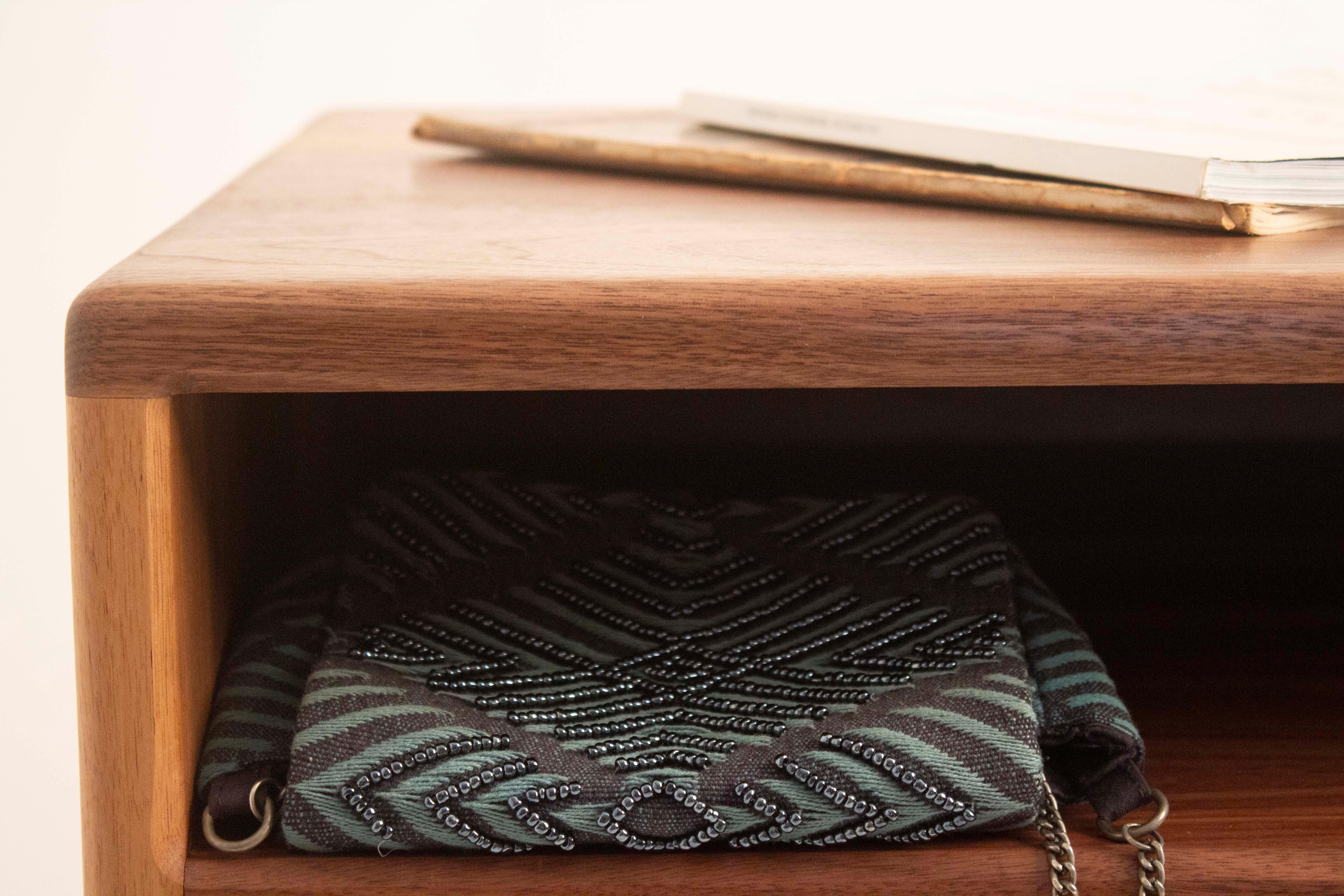 Oiled Contemporary Solid Walnut Nightstand or Console Table with Drawer – Handcrafted For Sale