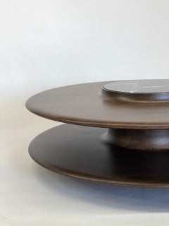 Contemporary Solid Walnut Perry Cocktail Table with marble top insert