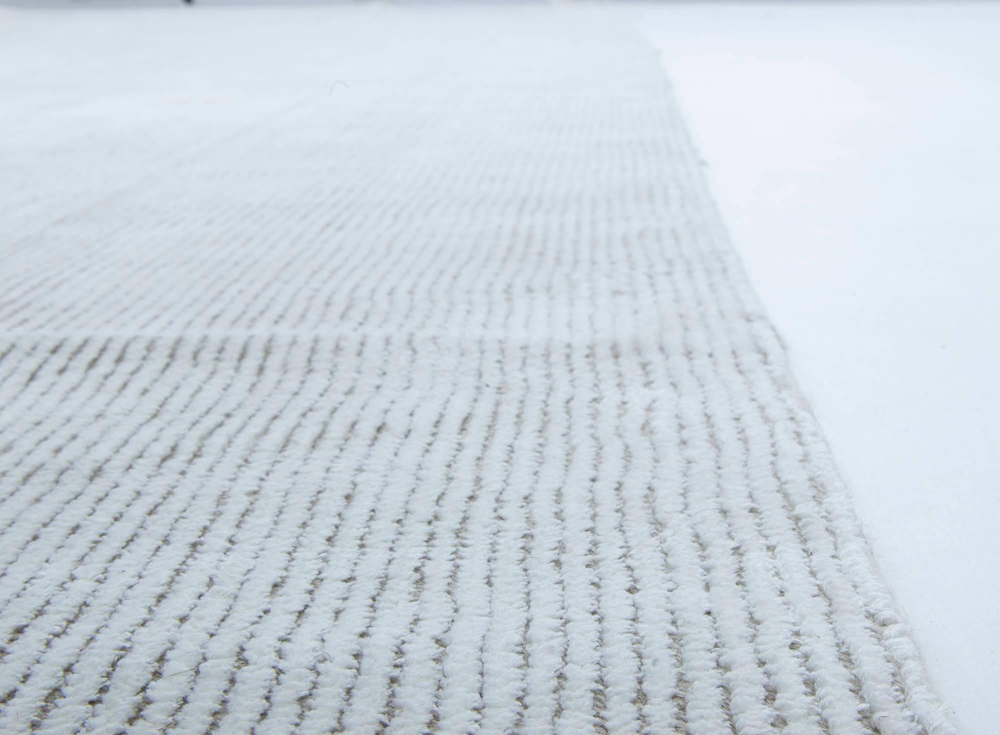 Contemporary solid white, beige and grey handmade wool rug by Doris Leslie Blau
Size: 6'3