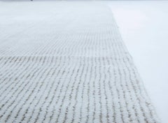 Contemporary Solid White, Beige and Grey Handmade Wool Rug by Doris Leslie Blau