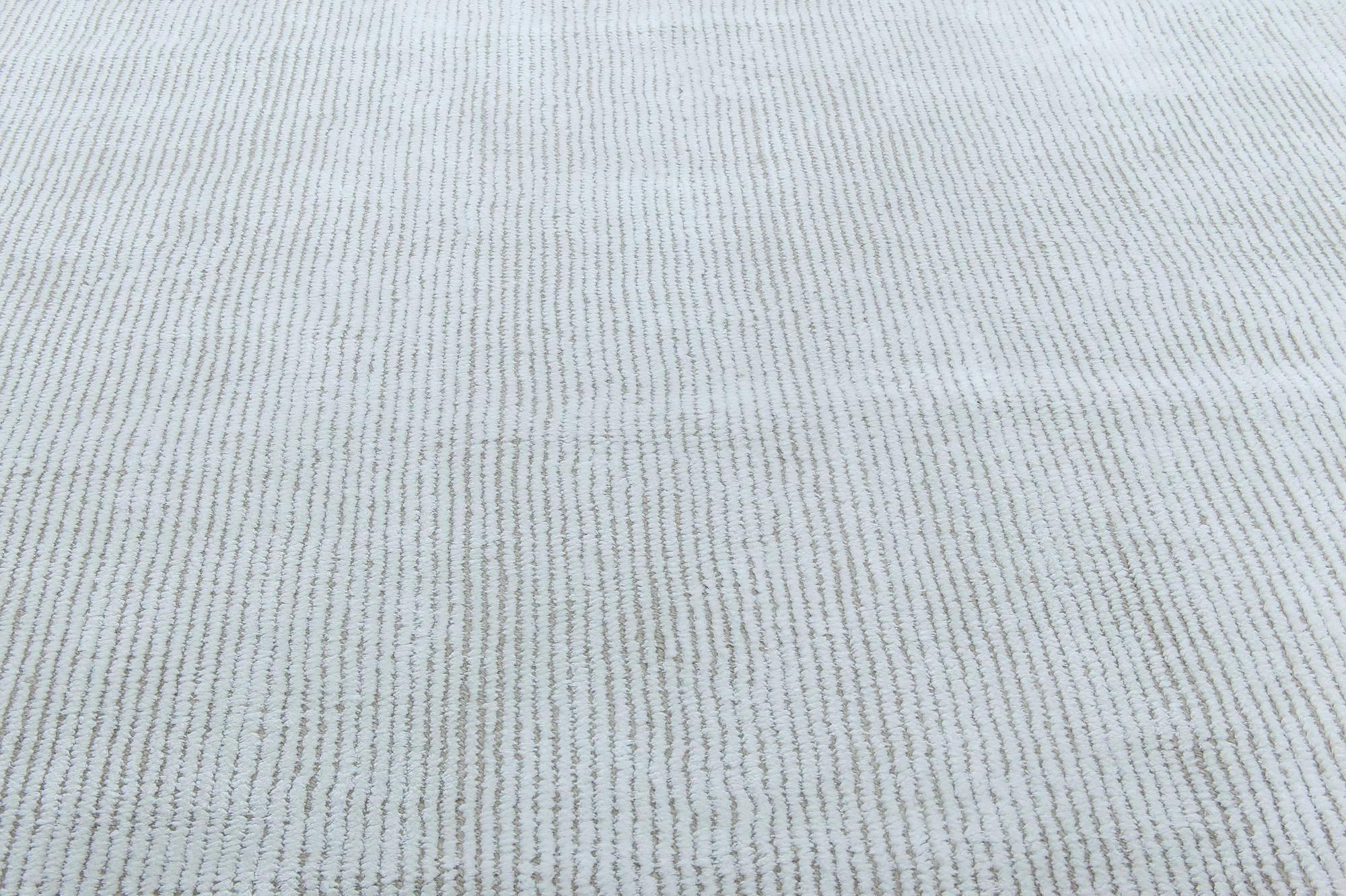 Hand-Knotted Contemporary Solid White, Beige and Grey Handmade Wool Rug by Doris Leslie Blau For Sale
