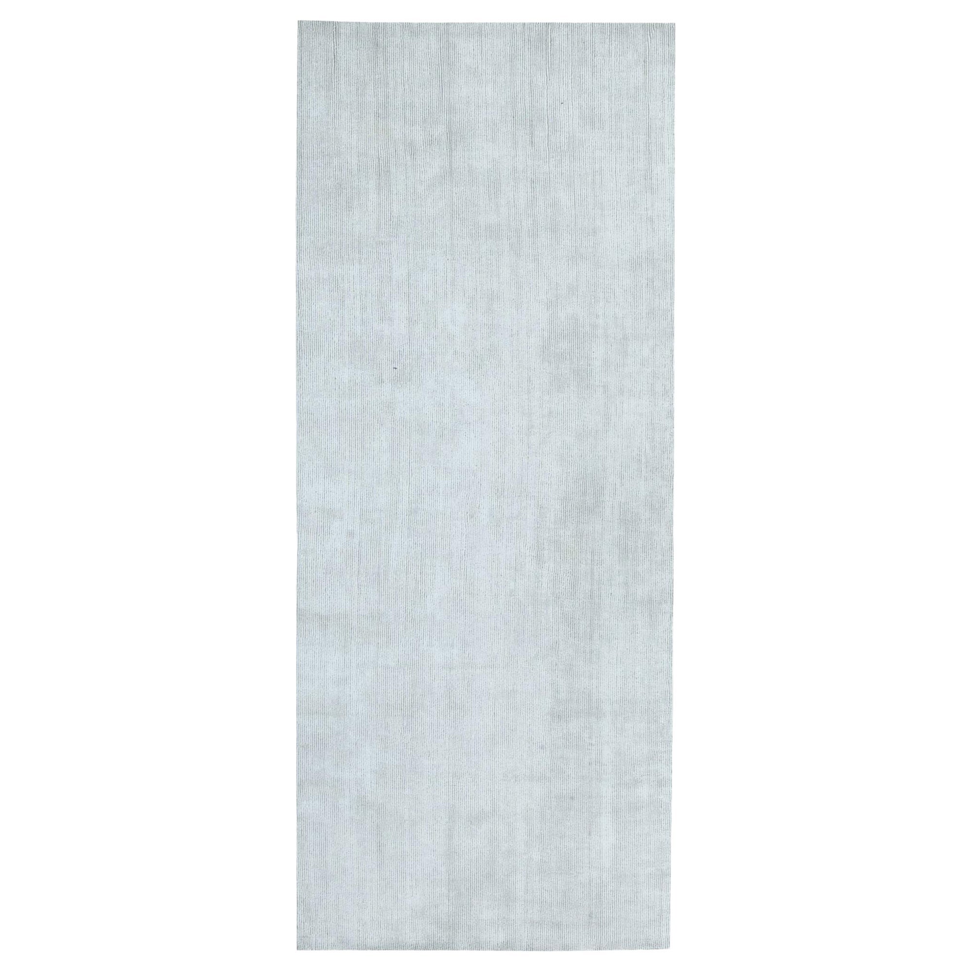 Contemporary Solid White, Beige and Grey Handmade Wool Rug by Doris Leslie Blau For Sale