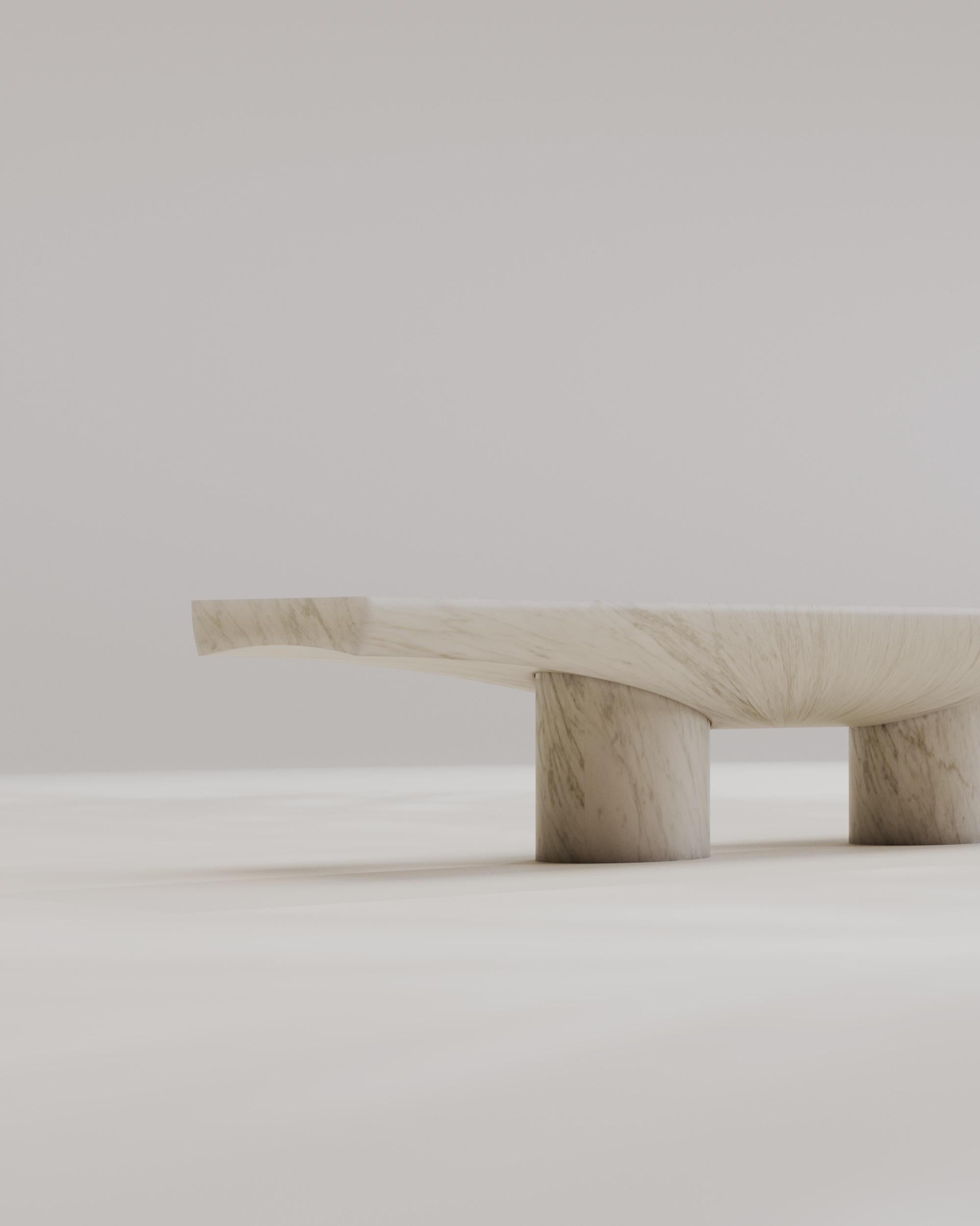 Italian Contemporary Solid White Marble Abraccio Bench 140 by Studio Narra For Sale