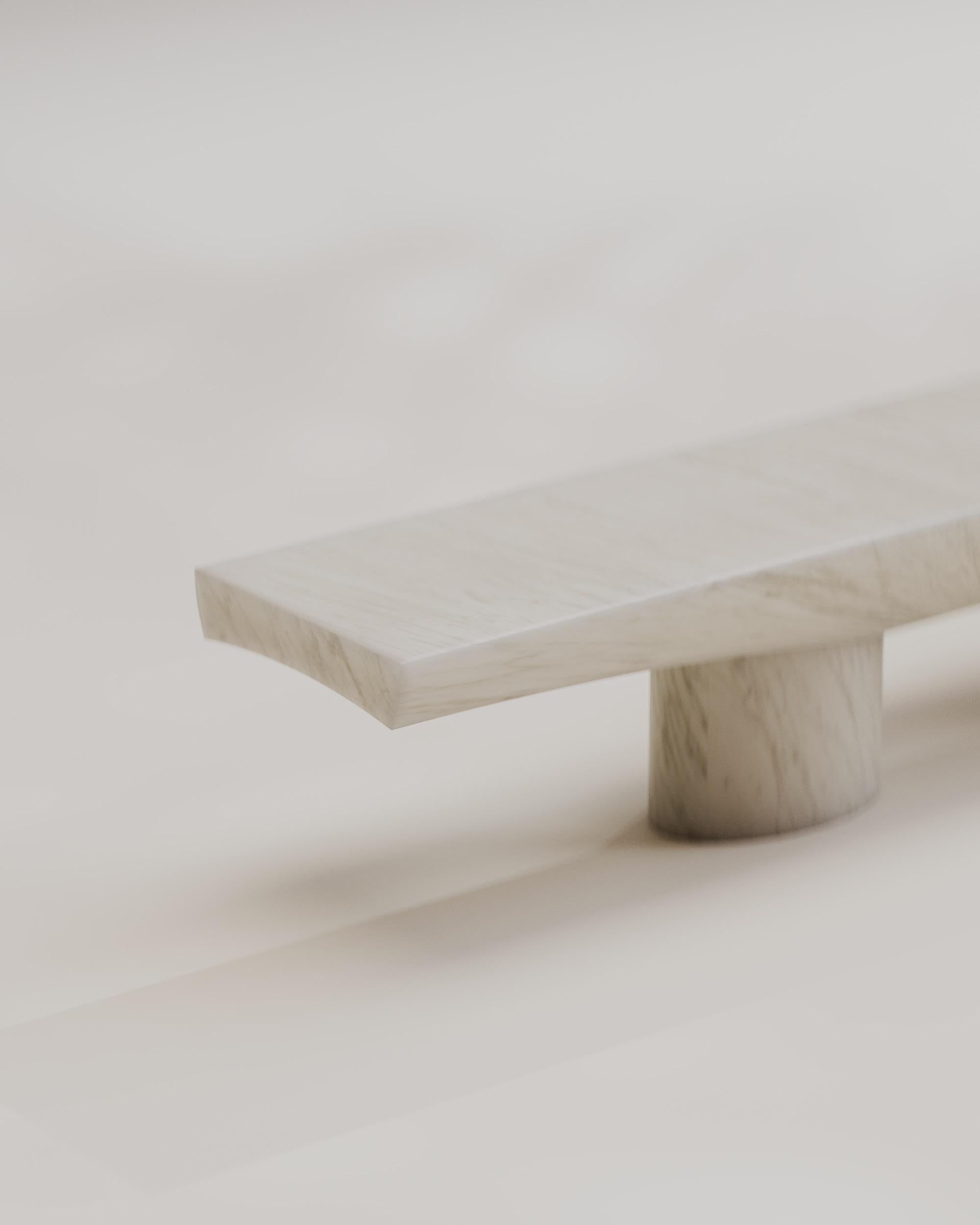 Hand-Crafted Contemporary Solid White Marble Abraccio Bench 140 by Studio Narra For Sale