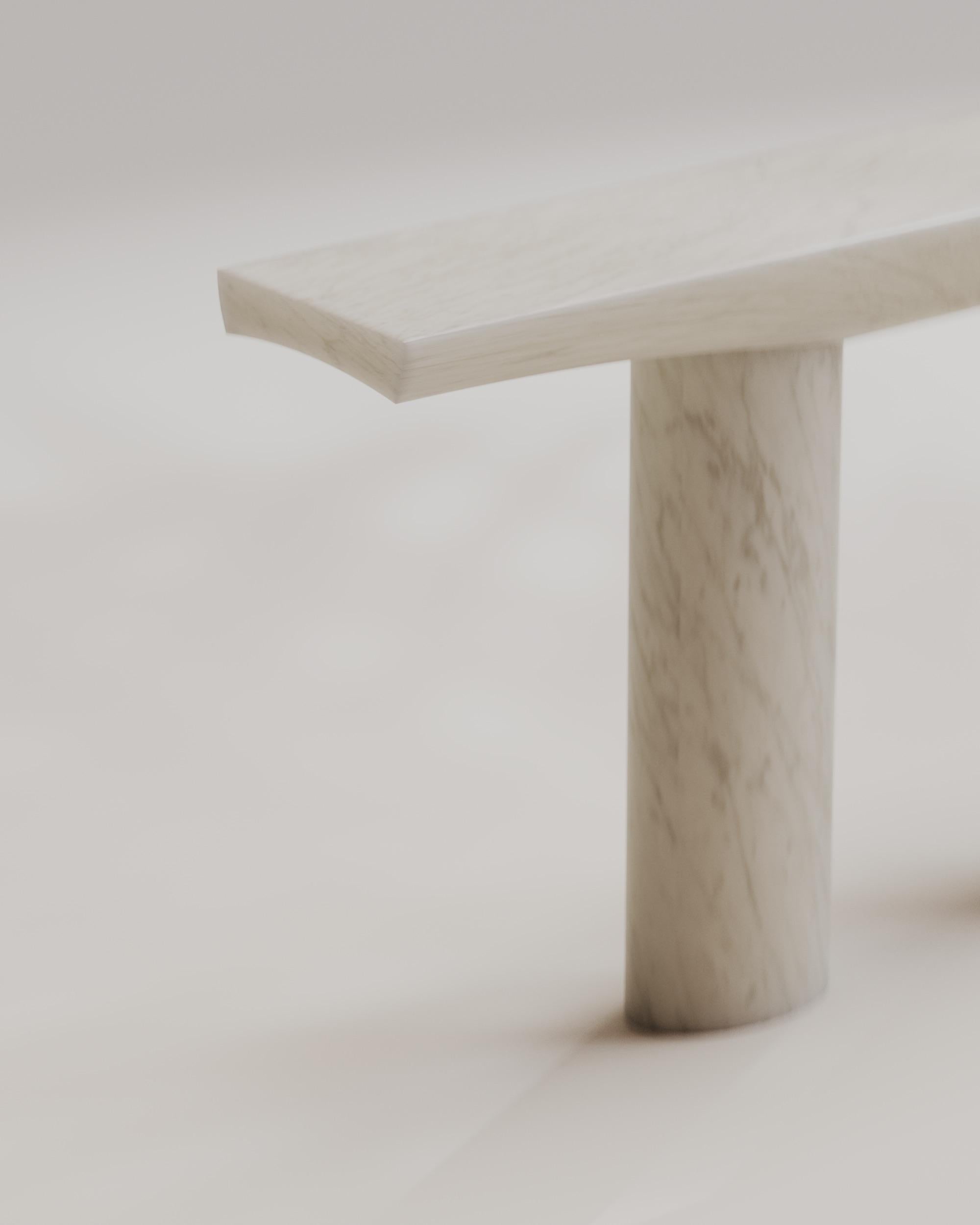 Hand-Crafted Contemporary Solid White Marble Abraccio Console 140 by Studio Narra For Sale