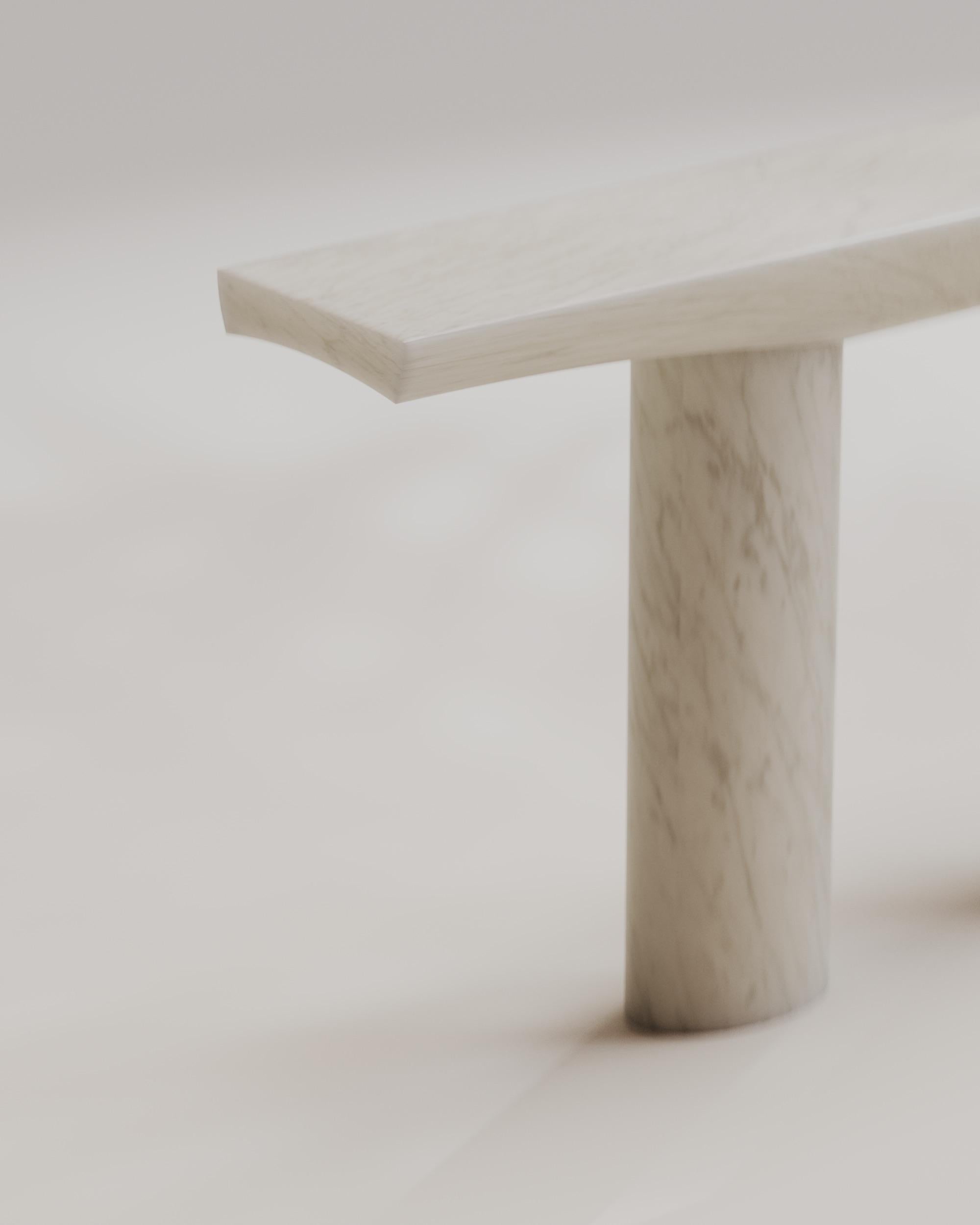 Hand-Crafted Contemporary Solid White Marble Abraccio Console 160 by Studio Narra For Sale