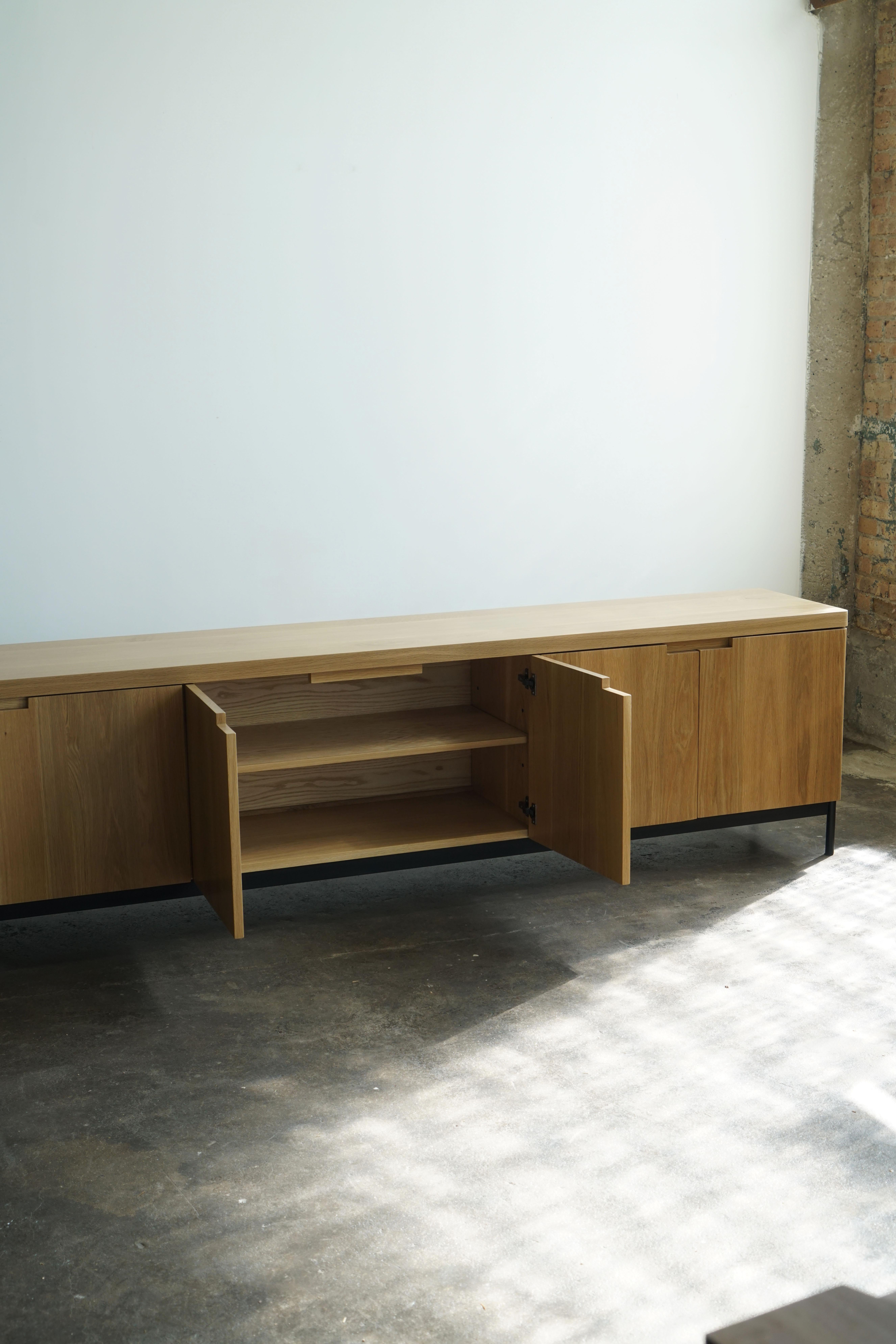 Steel Contemporary Solid White Oak Wood Credenza by Last Workshop, 2022