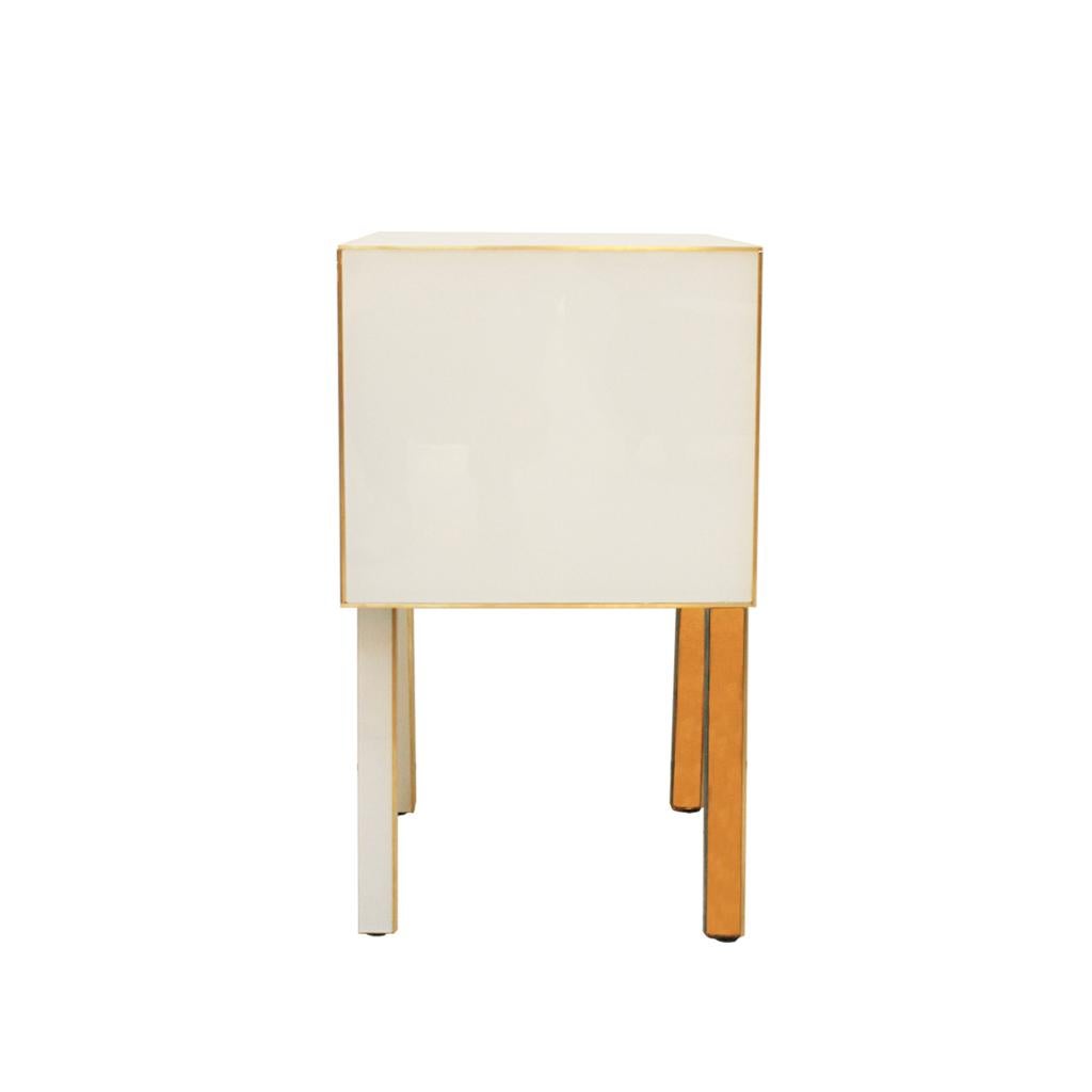 Contemporary Solid Wood and Glass Italian Pair of Bedside Tables by L.A. Studio In Good Condition In Ibiza, Spain