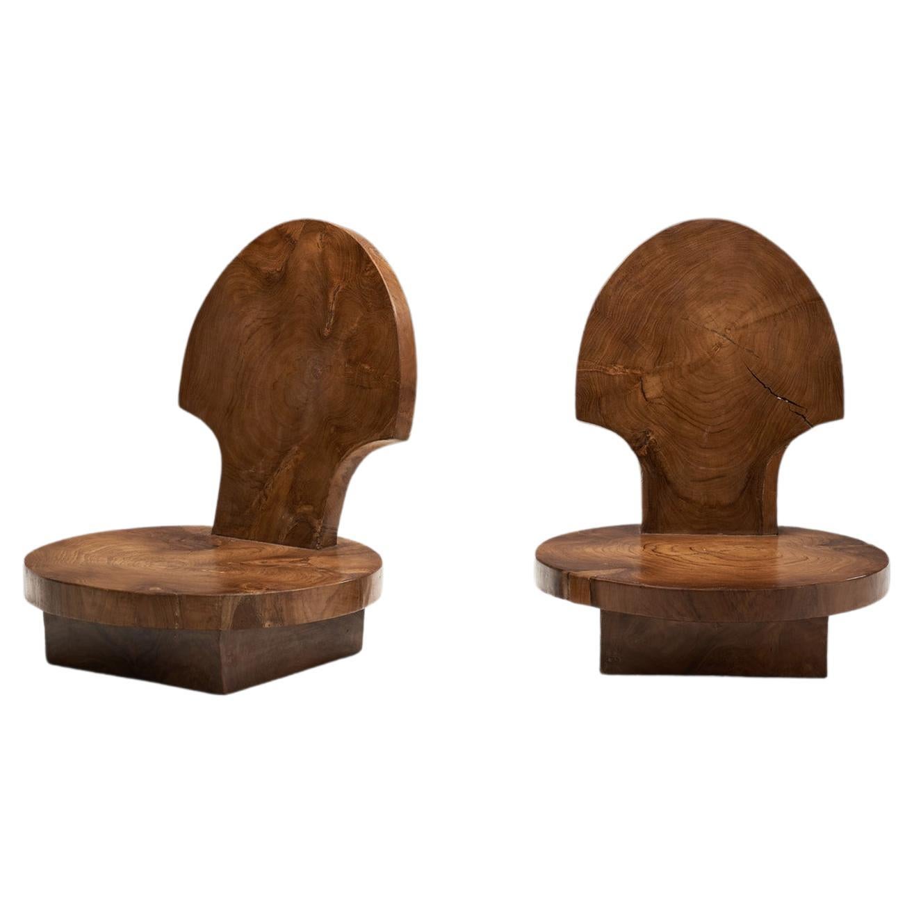 Contemporary Solid Wood Low Chairs, Asia, 21st Century For Sale