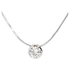 Contemporary Solitaire Brilliant Diamond Fine Necklet 18 Carat White Gold