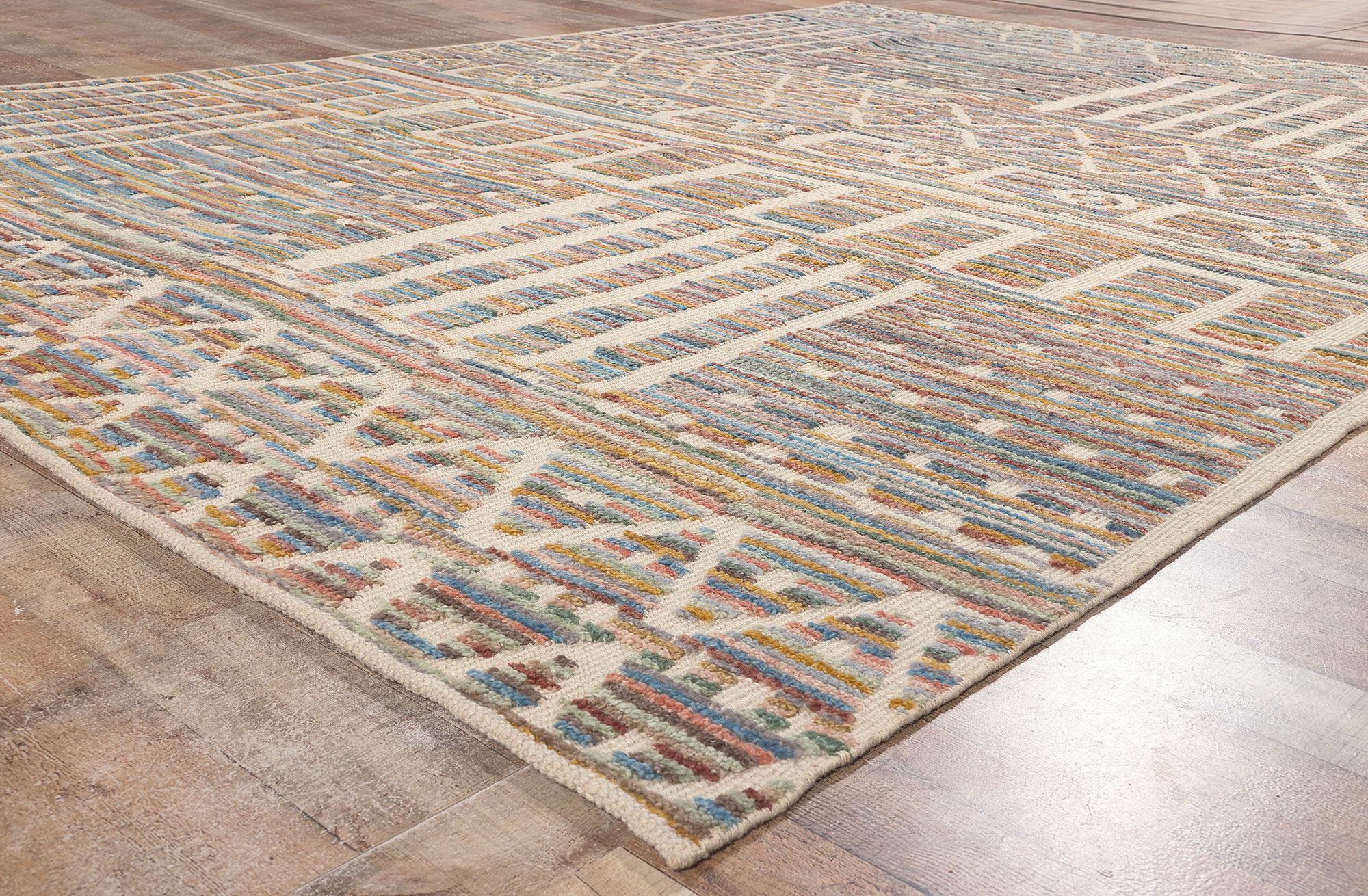 Wool Contemporary Souf Moroccan High-Low Rug For Sale