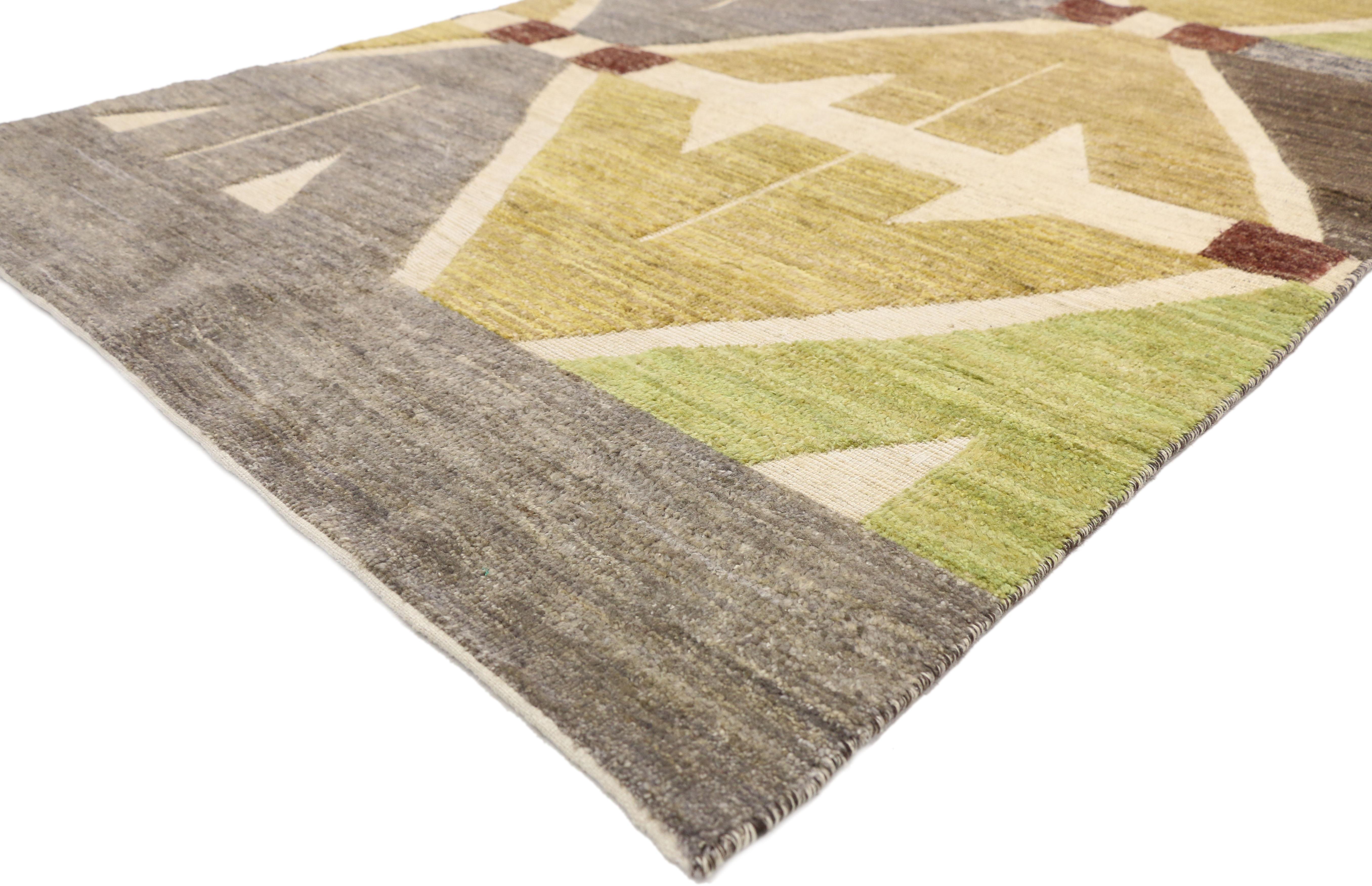80459 Contemporary High-Low Wagireh Rug, 04'00 x 06'02. Contemporary sampler wagireh rugs from Pakistan are a modern interpretation of traditional wagireh rugs, employing the intricate weaving technique of creating small sample designs on a larger
