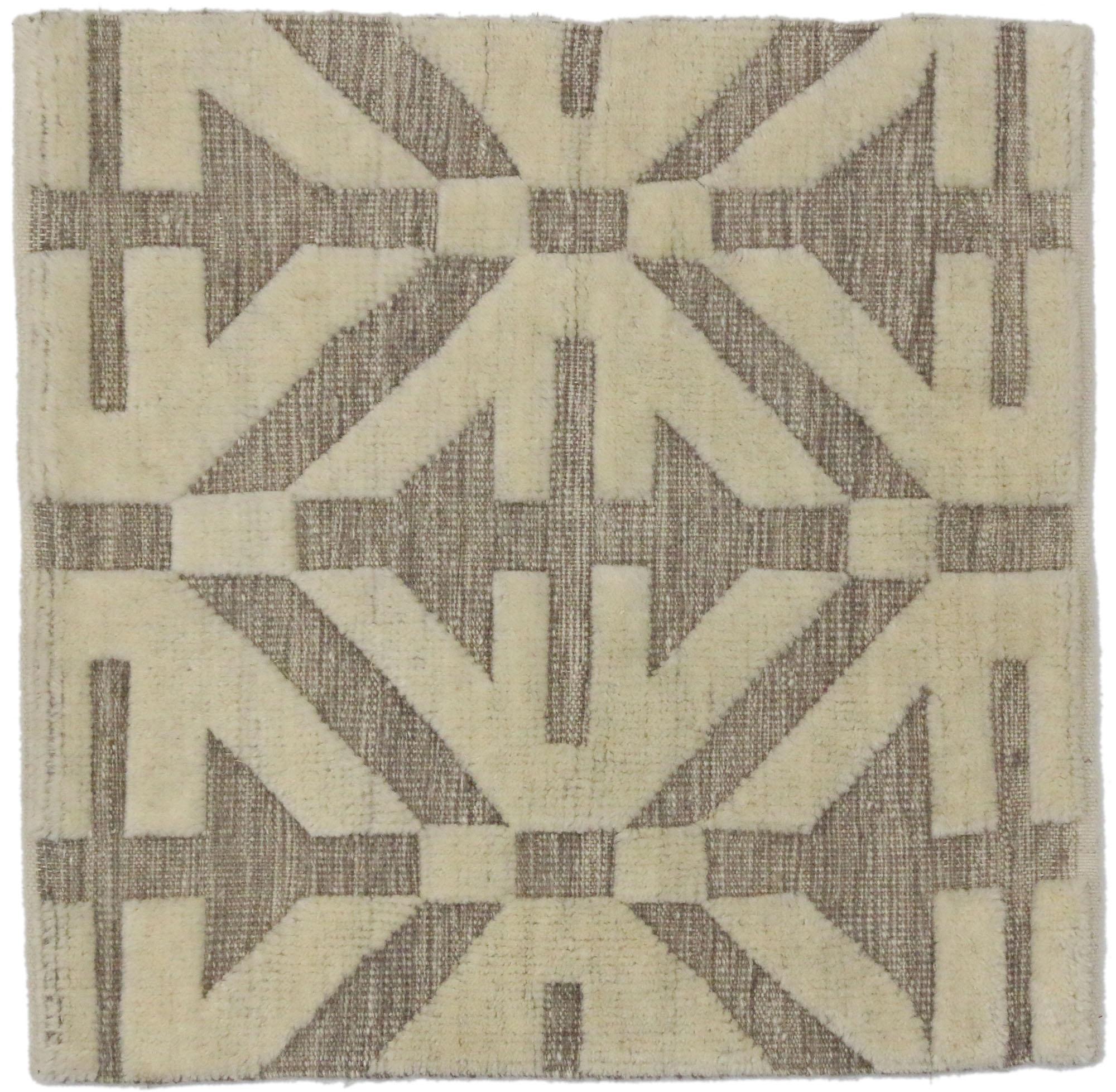 Hand-Knotted Contemporary Souf Moroccan High-Low Wagireh Rug For Sale