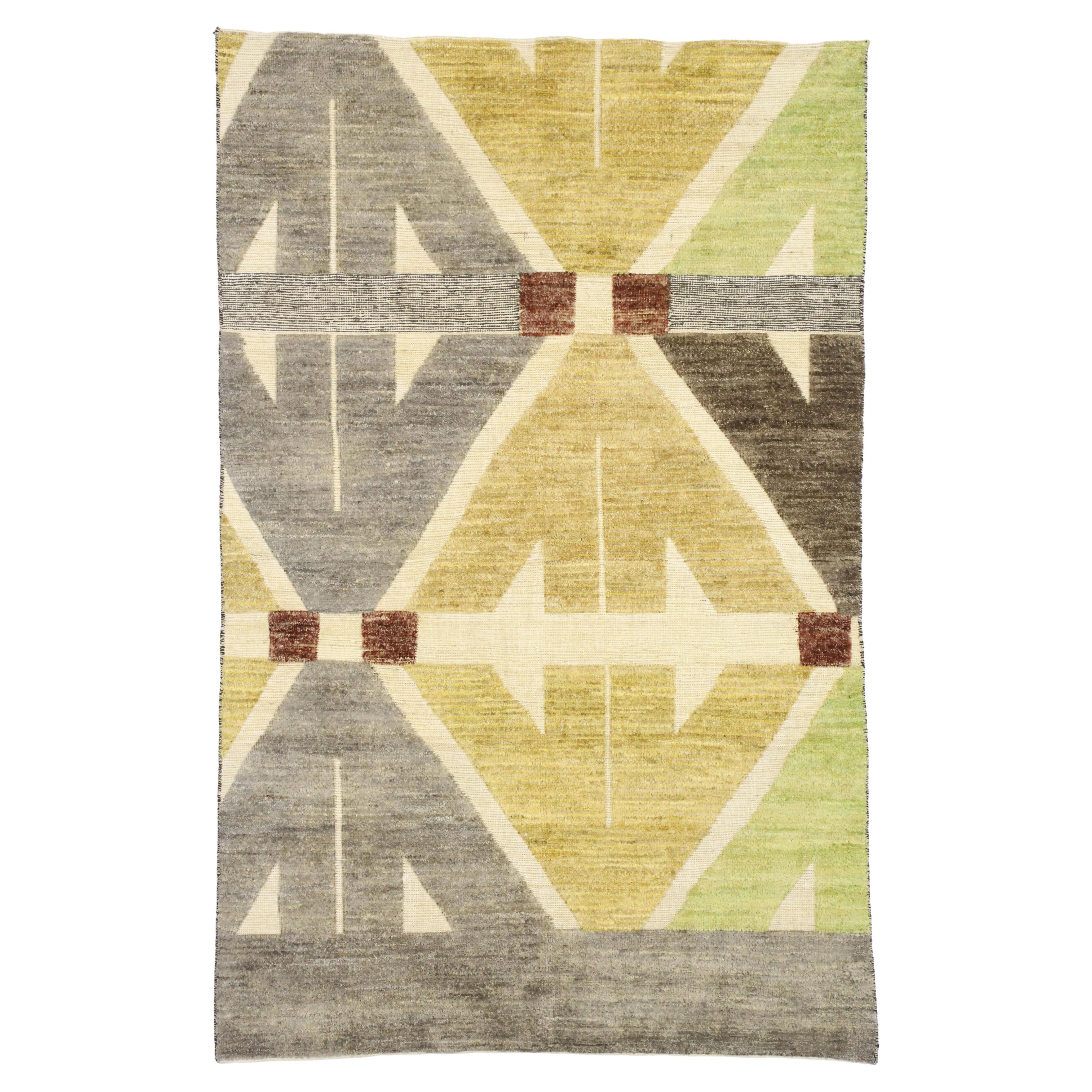 Contemporary Souf Moroccan High-Low Wagireh Rug