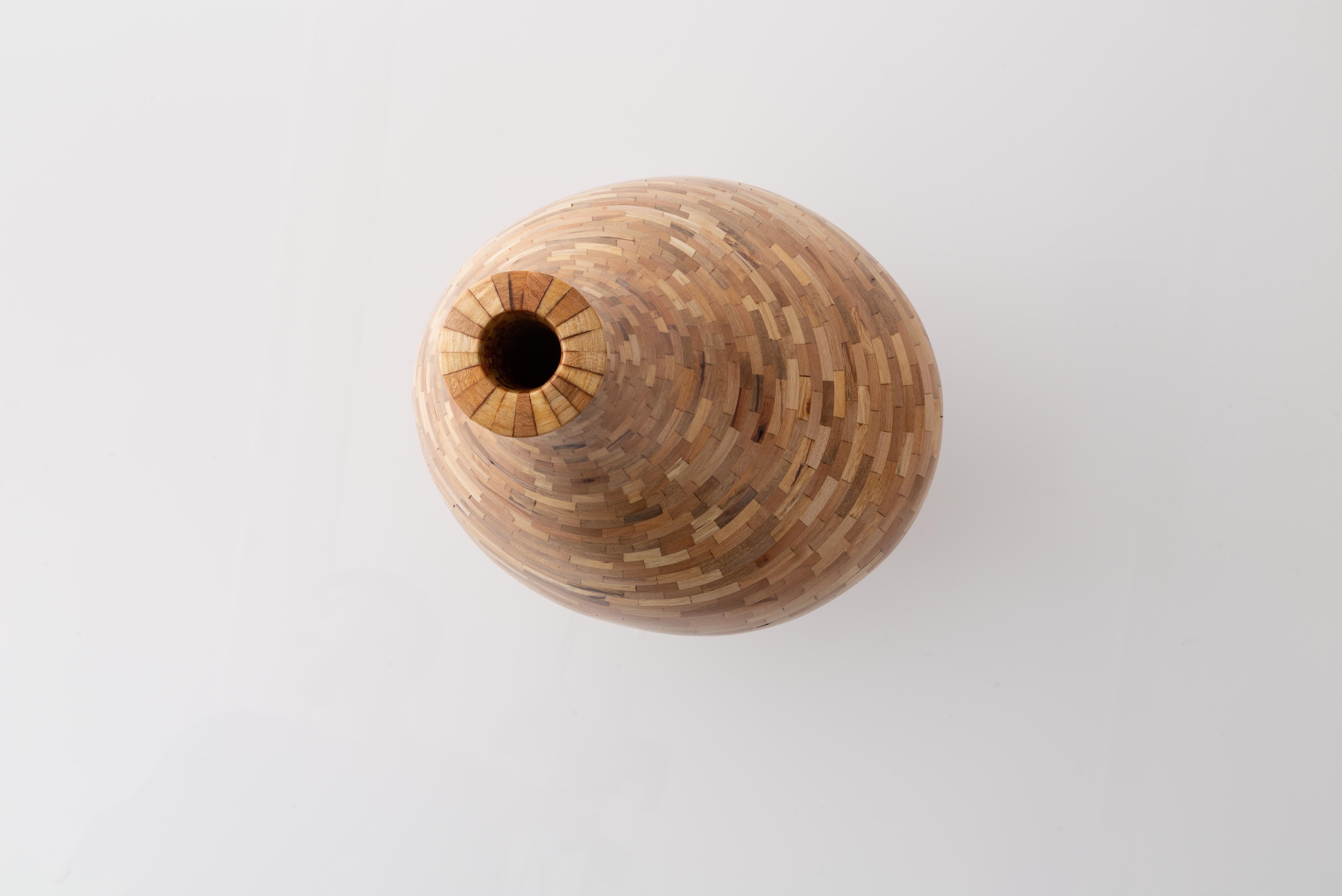 Parquetry Contemporary Spalted Maple  Goose Neck Vase #2 by Richard Haining Available Now