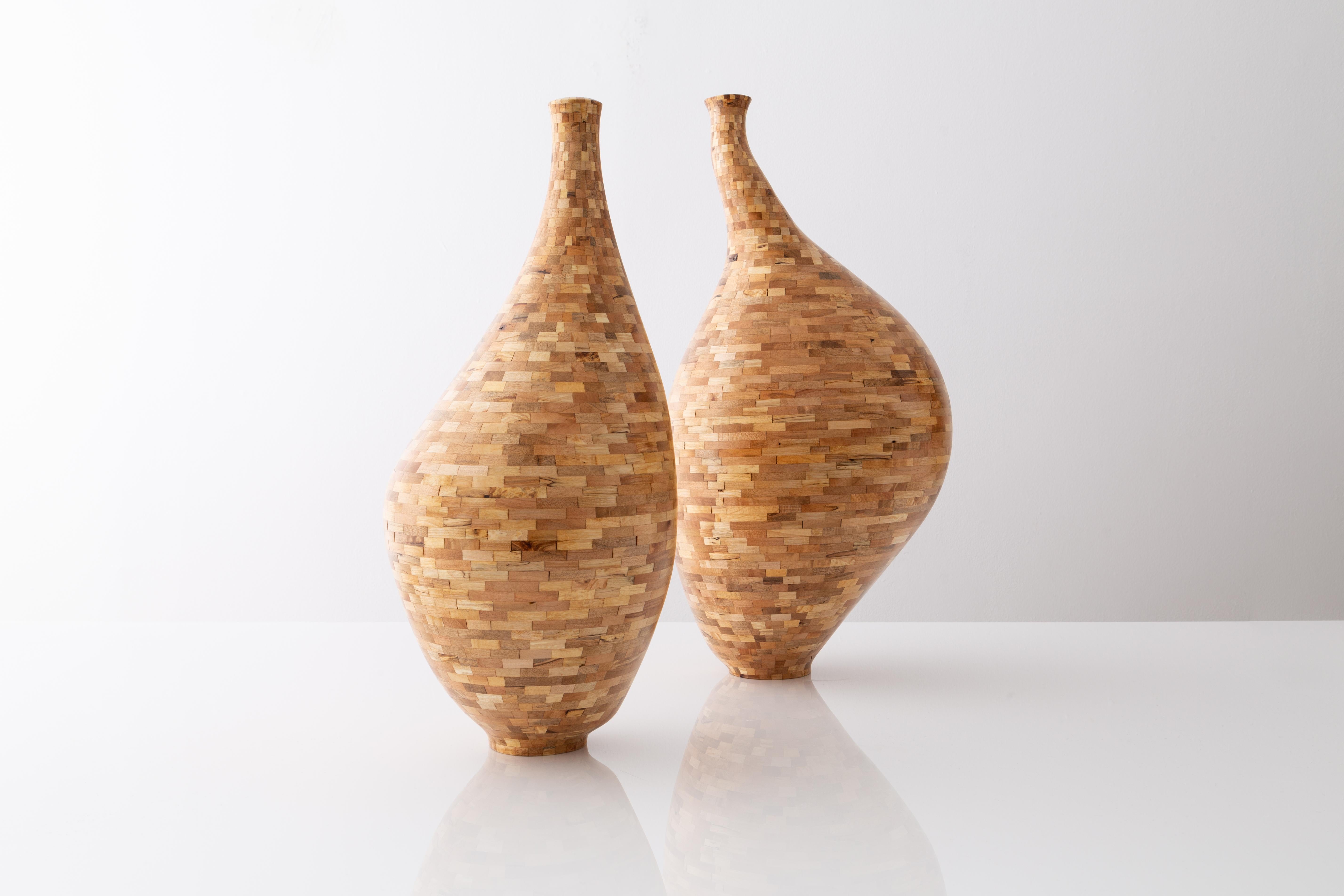 Contemporary Spalted Maple  Goose Neck Vase #2 by Richard Haining Available Now In New Condition In Brooklyn, NY