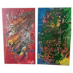 Artista spagnolo contemporaneo Abstract Dyptich in Greene & Greene