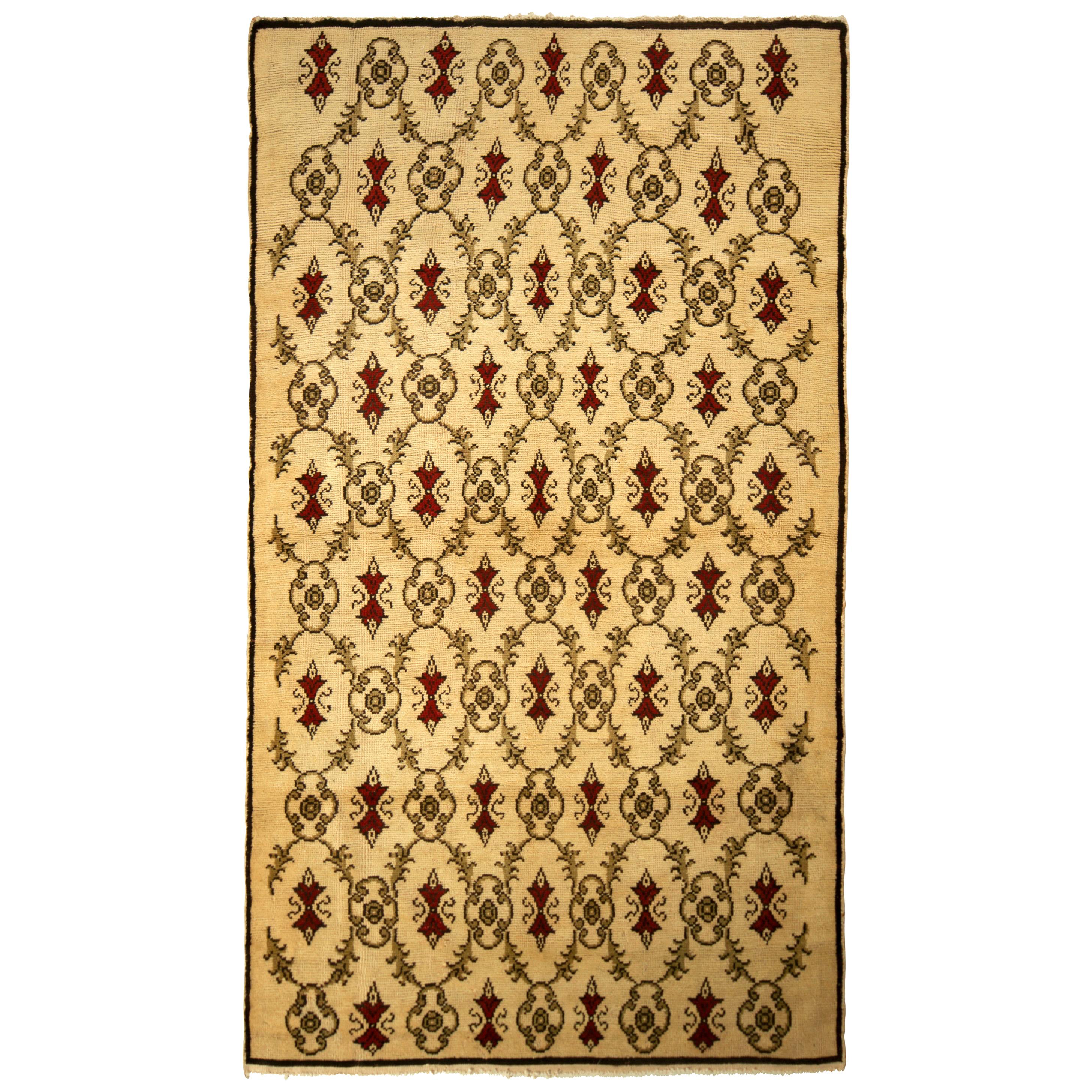 Rug & Kilim's Contemporary Sparta Rug Beige Green Transitional Floral Pattern For Sale