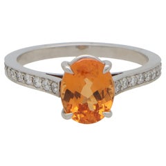 Zeitgenössischer Solitär-Ring aus Platin mit Spessartin, Granat und Diamant
