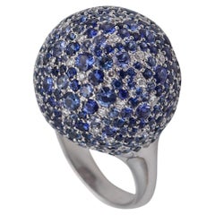 Contemporary Sphere Cocktail Ring 18Kt Gold with 11.87 Ctw Diamonds & Sapphires