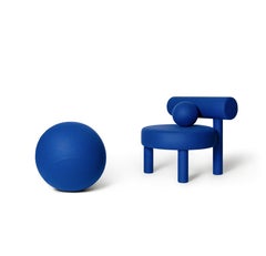 Contemporary Spheric Ottoman by NOOM, Cobalt Blue Wool