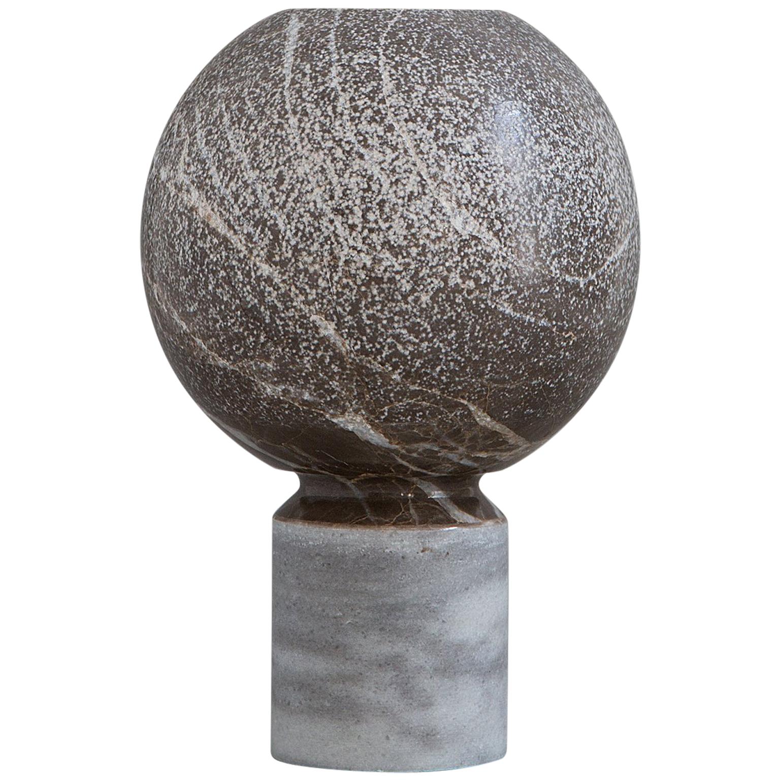 Spheric Vase in Grey Marble and Dolomite For Sale