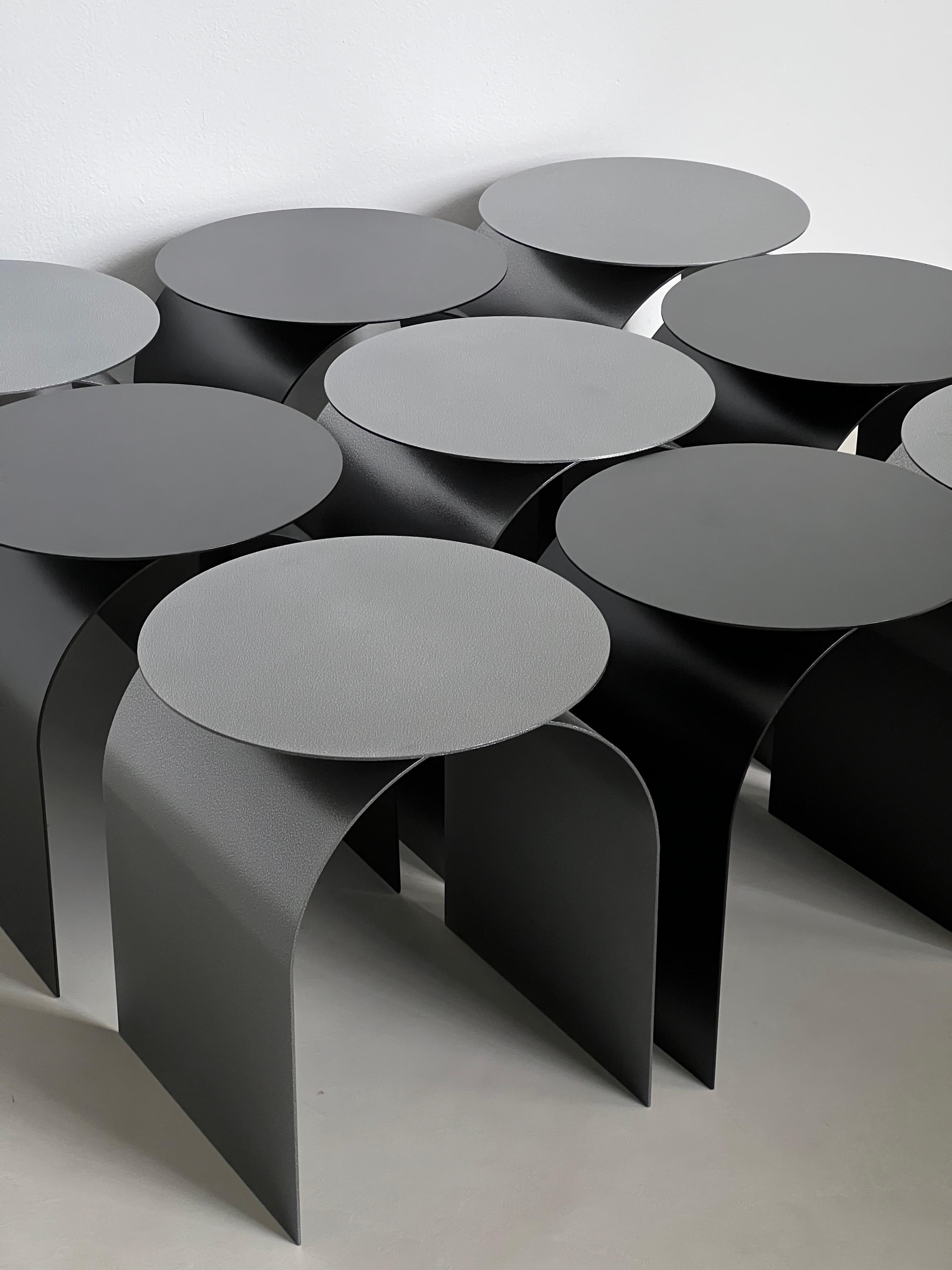 Spinzi Palladium Sculptural Side Table, Black Metal, Collectible Italian Design For Sale 8