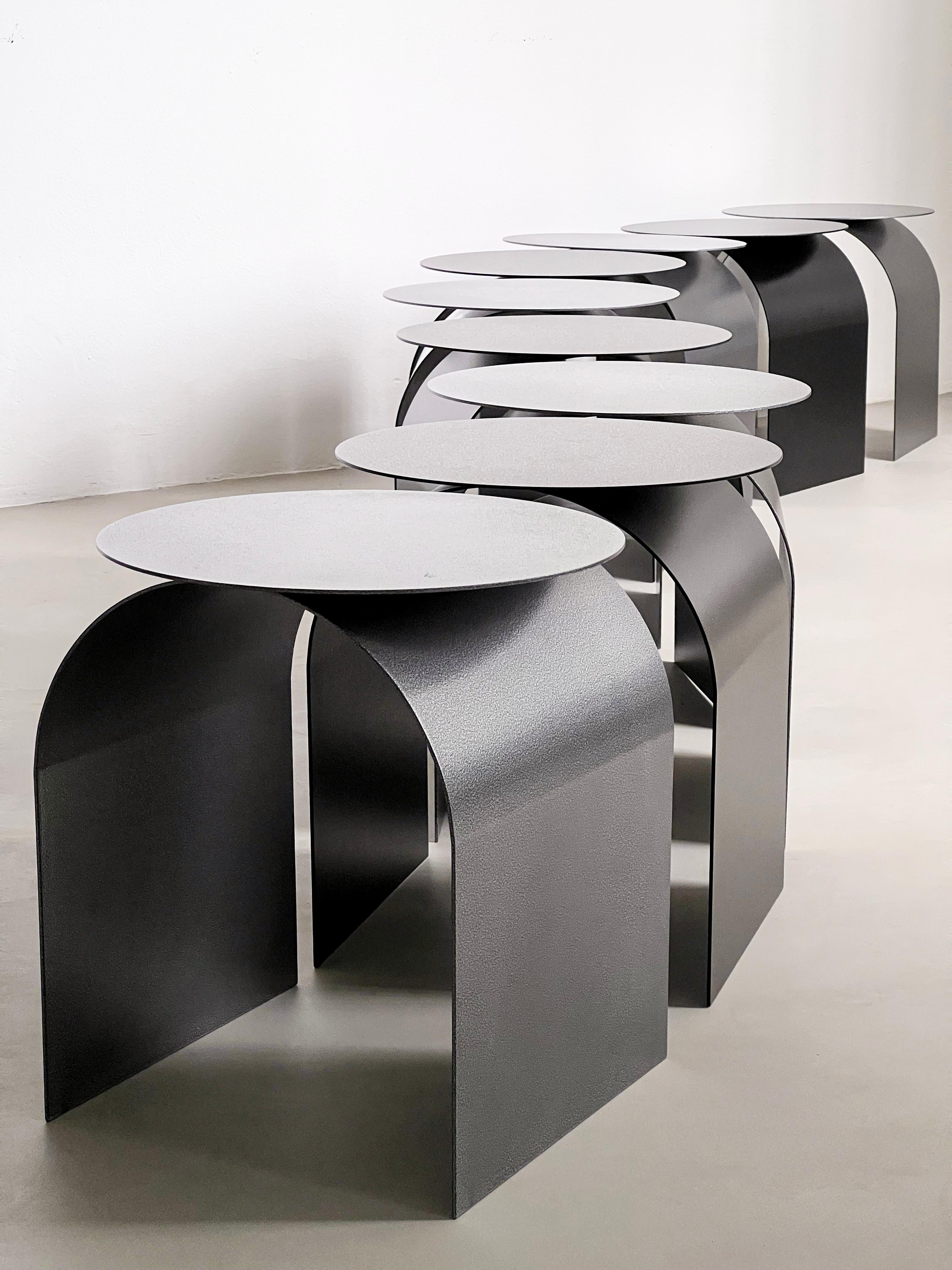 Spinzi Palladium Sculptural Side Table, Black Metal, Collectible Italian Design For Sale 11