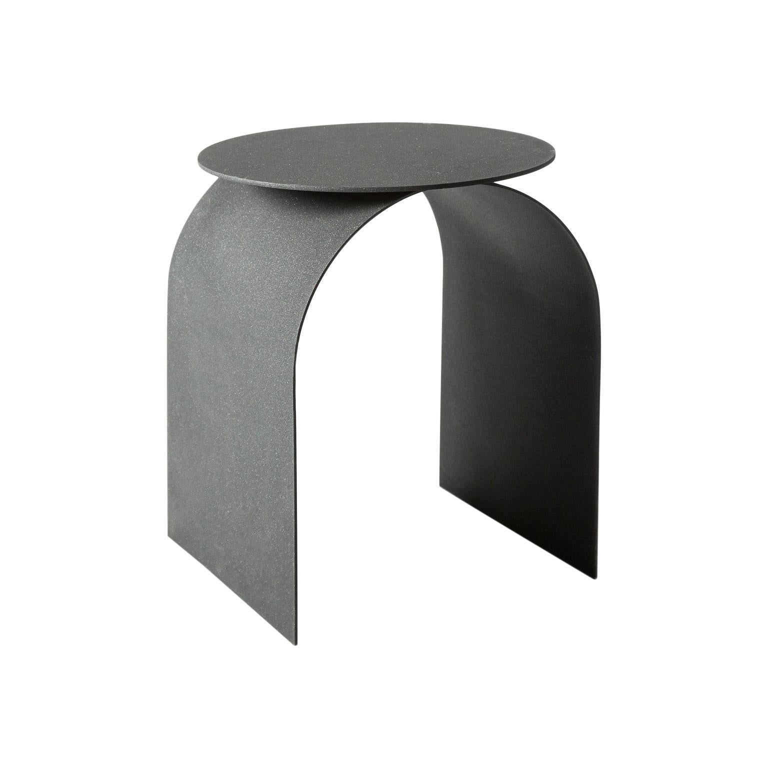 Spinzi Palladium Sculptural Side Table, Black Metal, Collectible Italian Design