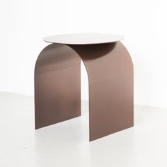 Contemporary Spinzi Palladium metal side table in Hammered Copper with round top