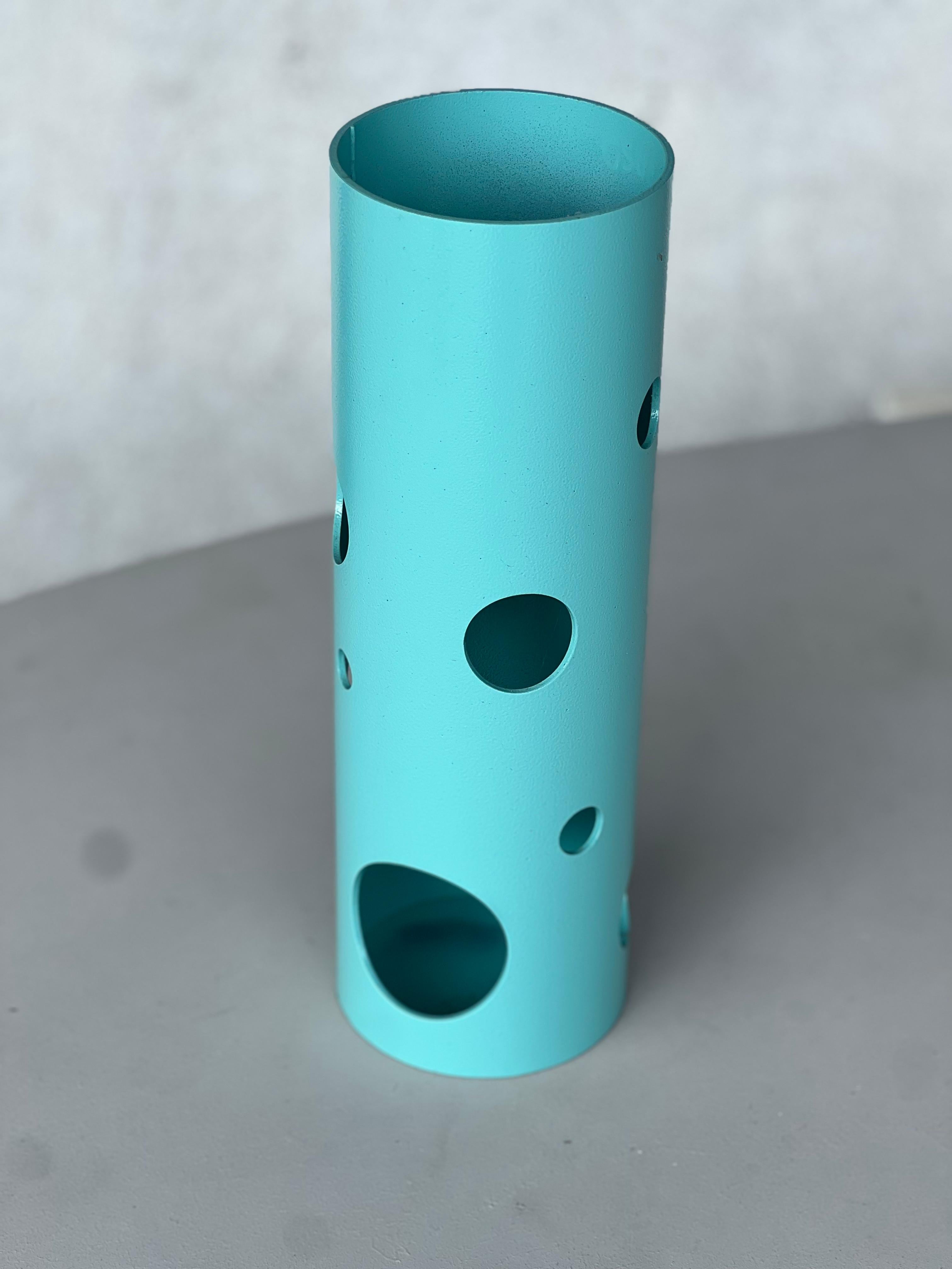 Painted Contemporary Spinzi Silös Vase, Tiffany Blue Pink, Collectible Italian Design For Sale