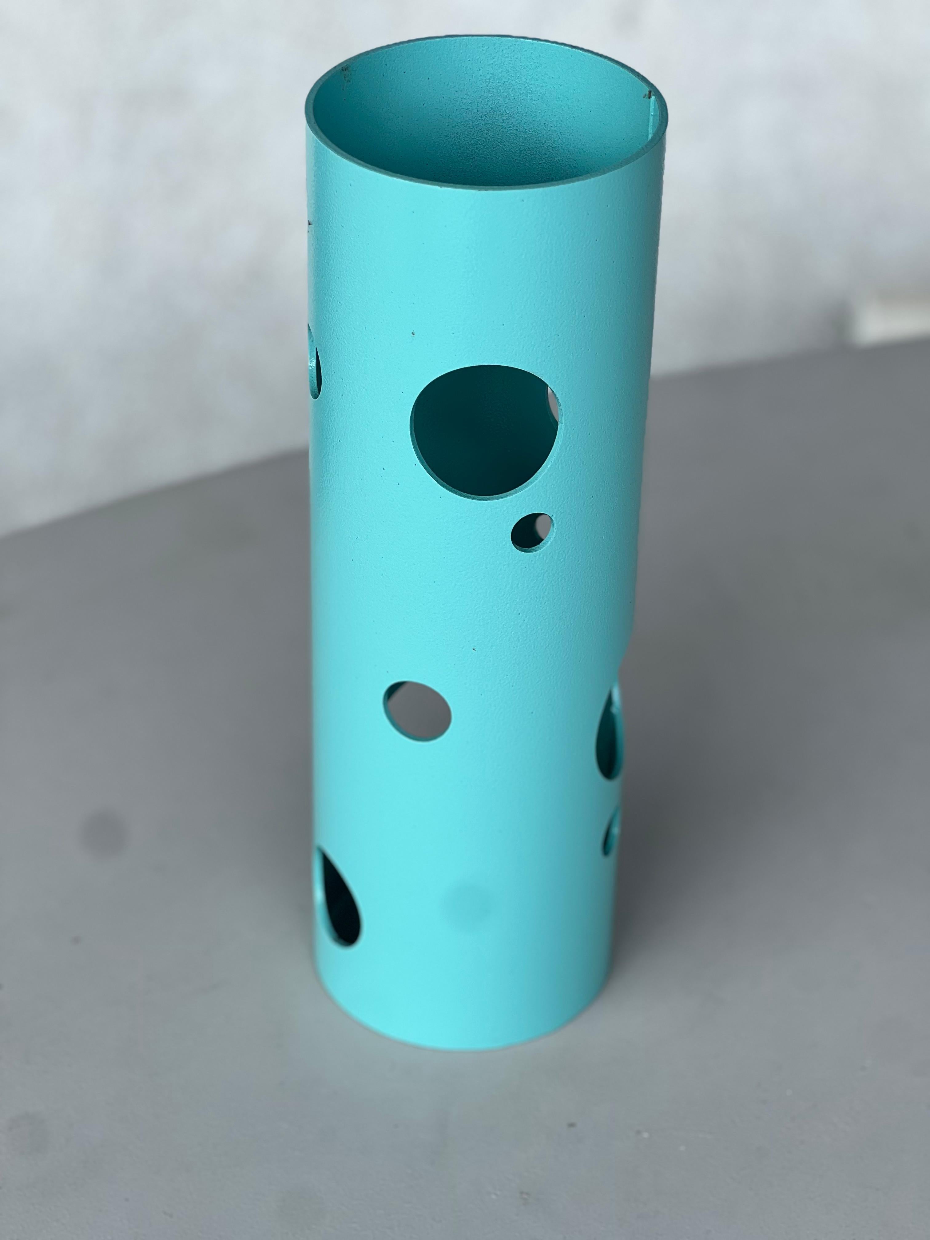 Steel Contemporary Spinzi Silös Vase, Tiffany Blue Pink, Collectible Italian Design For Sale