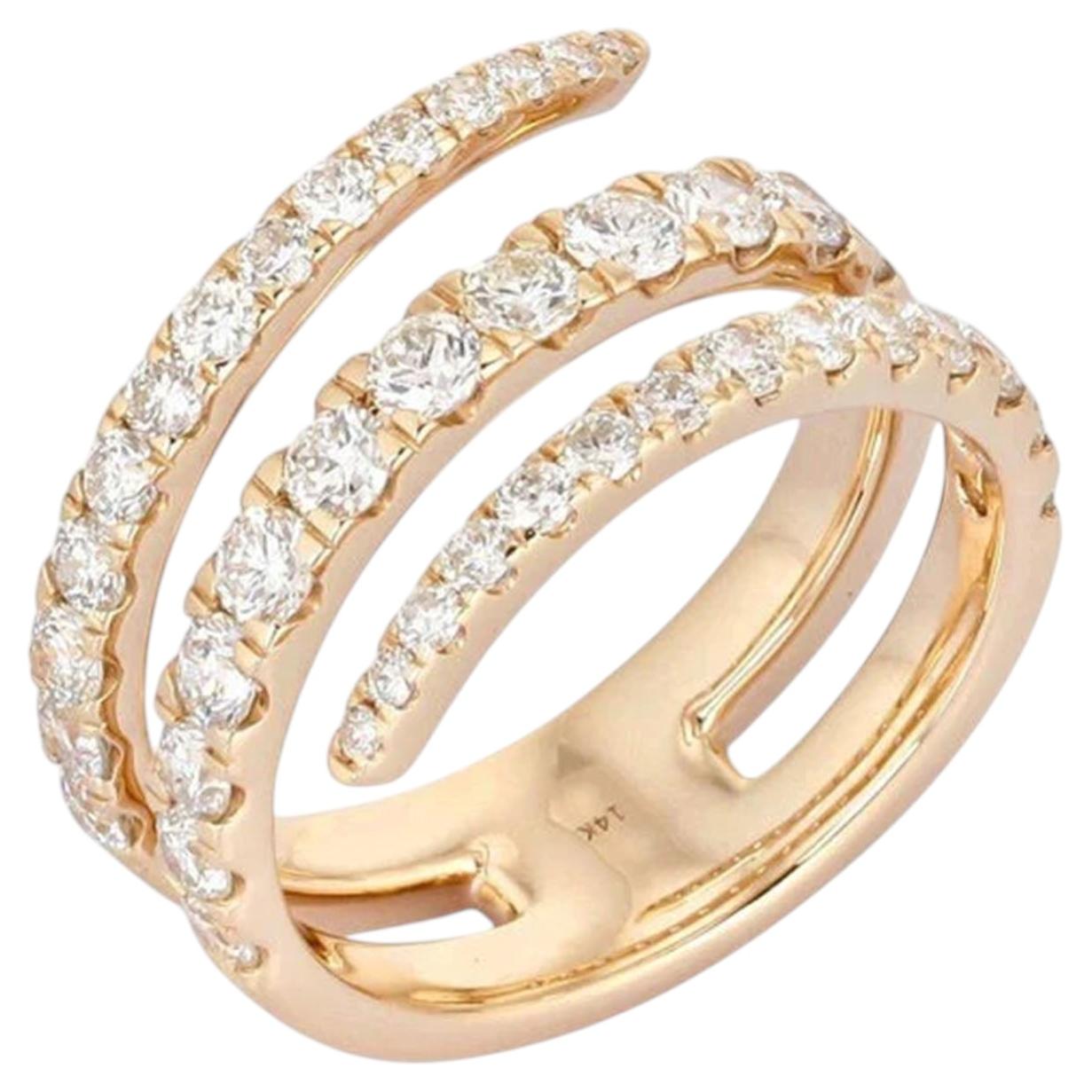 Im Angebot: 1,80 Karat Baguette-Diamant, zeitgenössischer Statement-Ring aus 14-karätigem Gold mit Spiralmuster ()