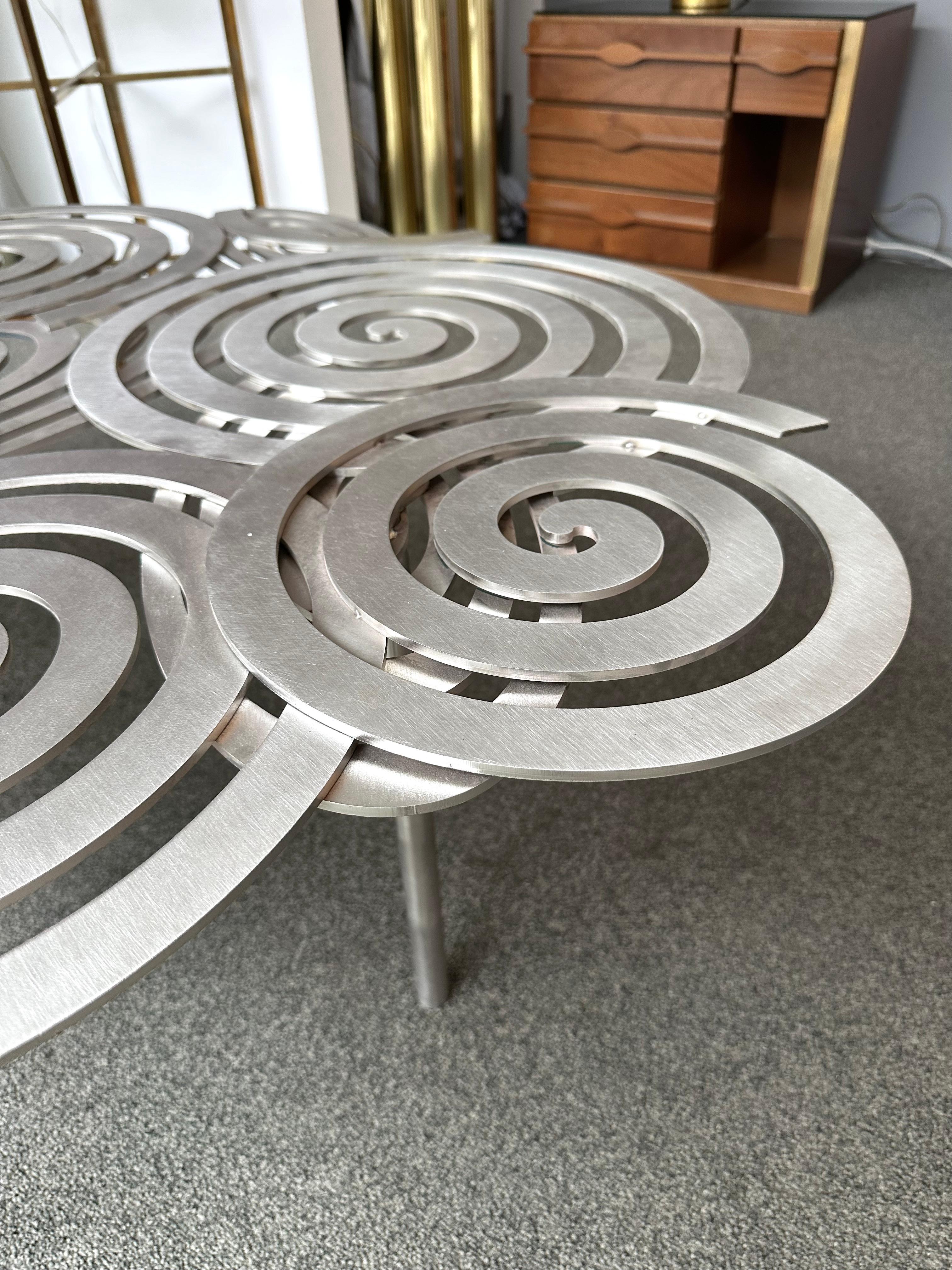 Contemporary Spiral Couchtisch aus Edelstahl von Antonio Cagianelli, Italien im Angebot 1