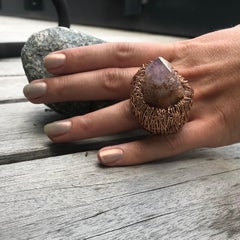 Contemporary Spirit Quartz Statement Ring 14k Rose Gold F One-of-Kind
