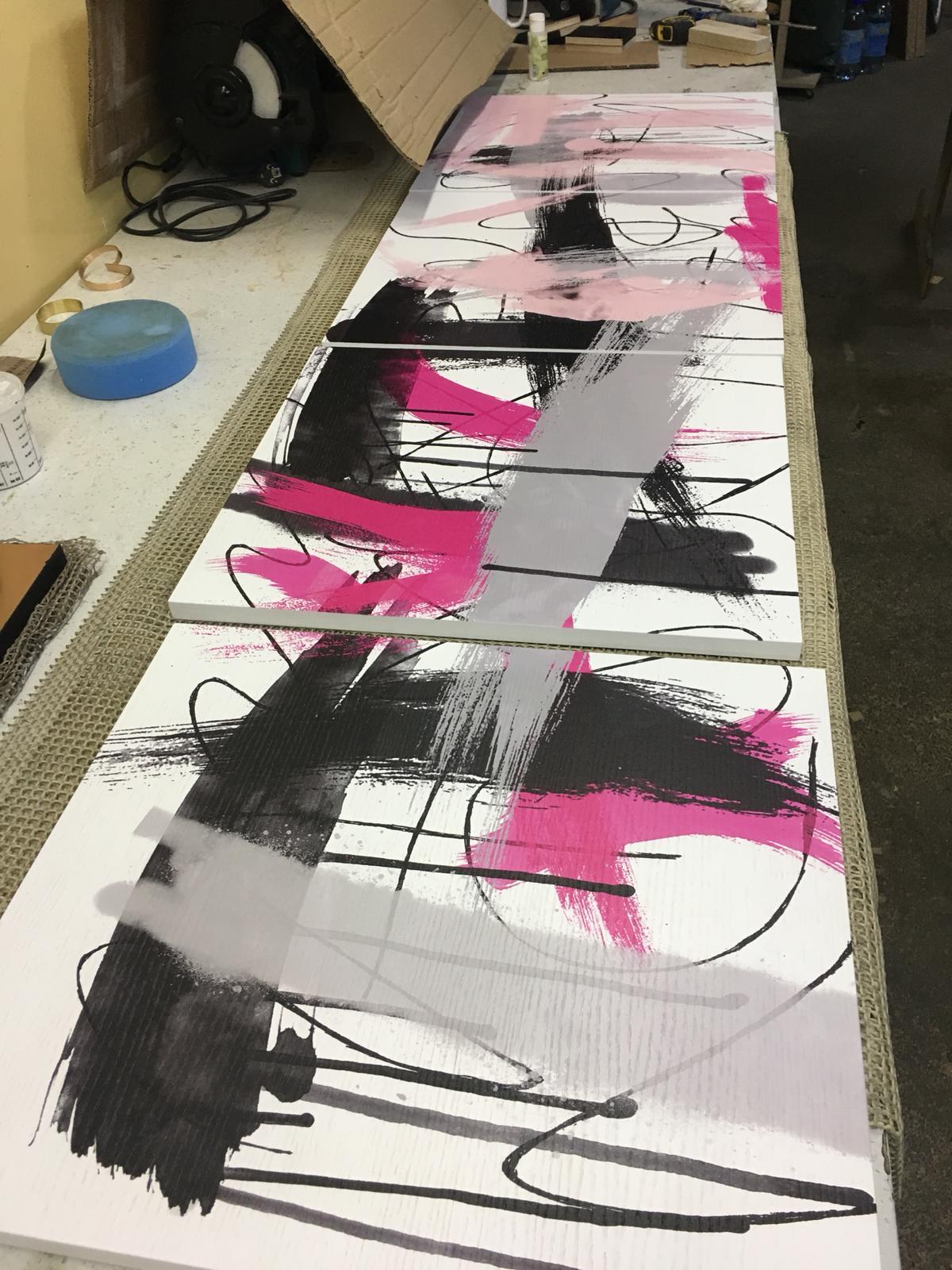 Aparador contemporáneo Splatter de Railis Design, Negro, Oro, Rosa Siglo XXI y contemporáneo en venta