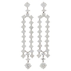 Contemporary Split Drop Diamond Earrings Set in Platinum