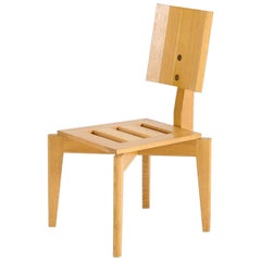 Zeitgenössischer Beistellstuhl mit quadratischer Rückenlehne, inspiriert von André Sornay