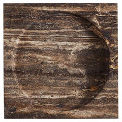 Contemporary Square Black Travertine Block Big Poche Rond di Henry Wilson