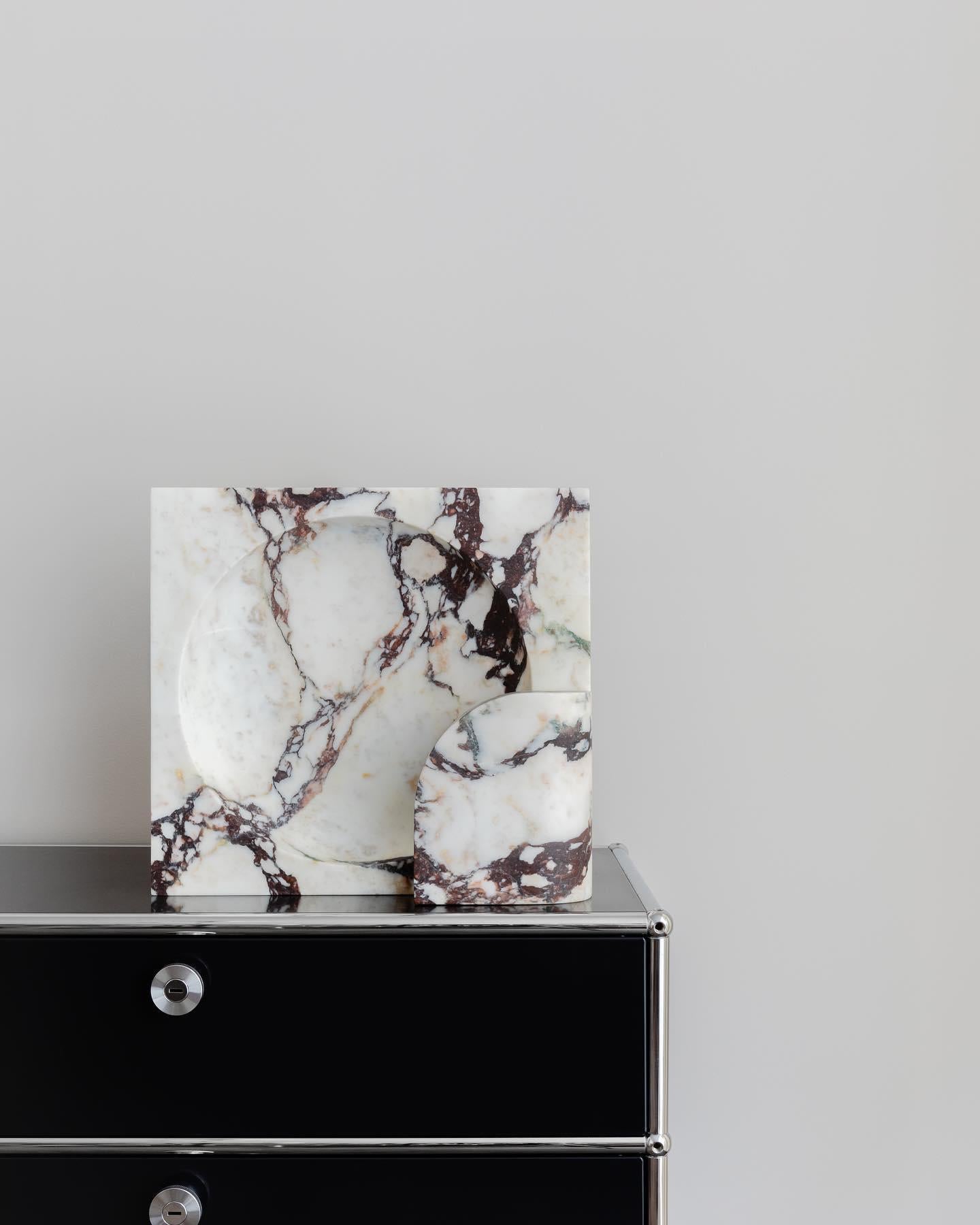 Marble Contemporary Square Calacatta Viola Block Sconce by Henry Wilson For Sale