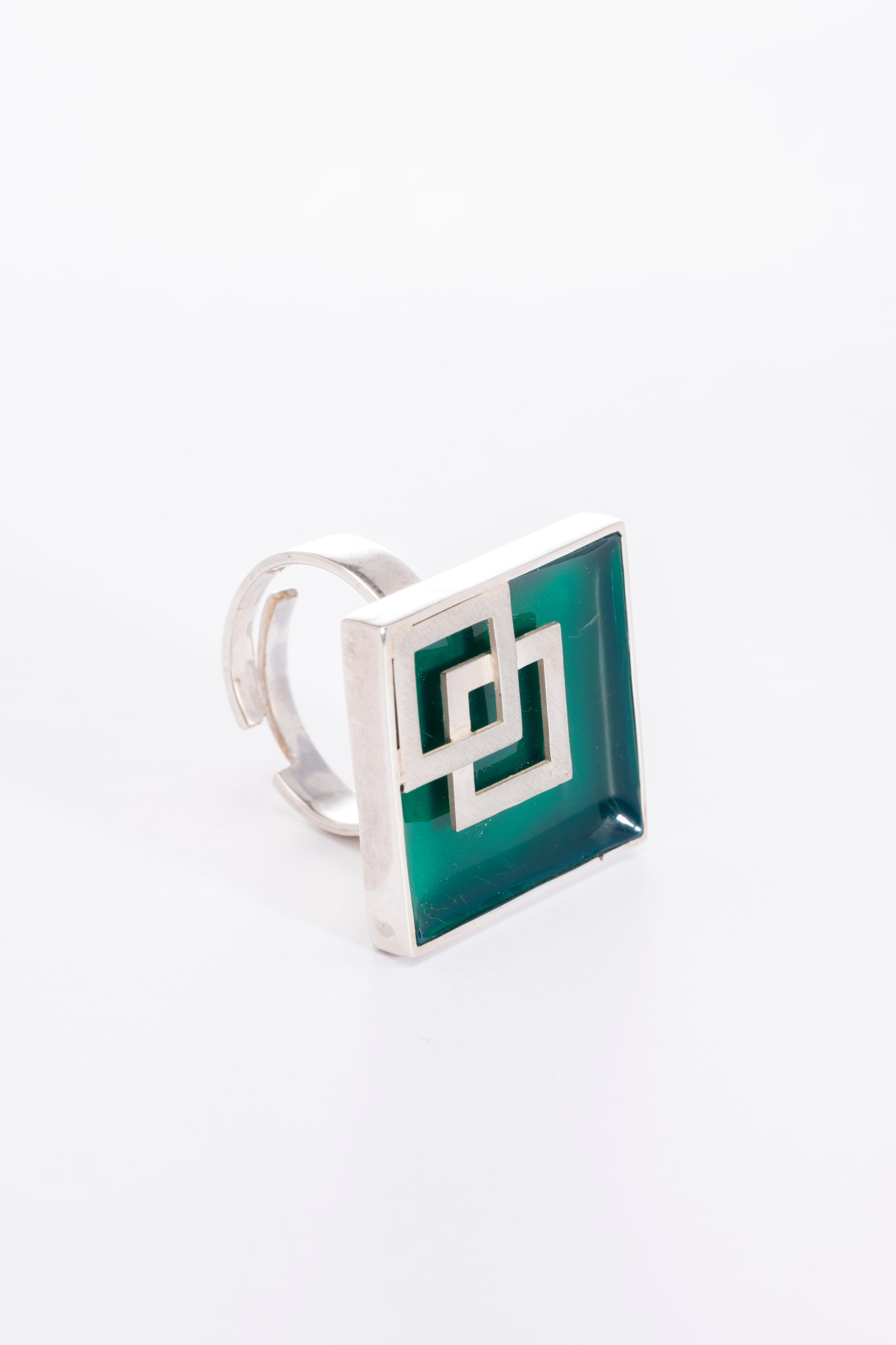 Sterlingsilver, Enamelled, Contemporary, Square, Handmade in Istanbul In New Condition For Sale In ISTANBUL, 34