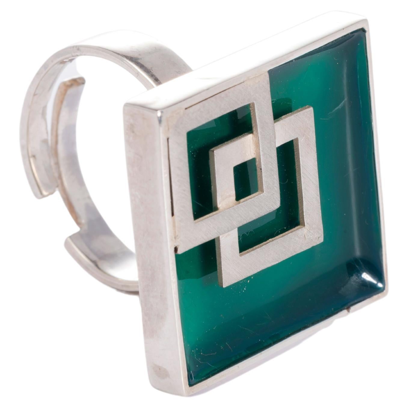 Sterlingsilver, Enamelled, Contemporary, Square, Handmade in Istanbul For Sale