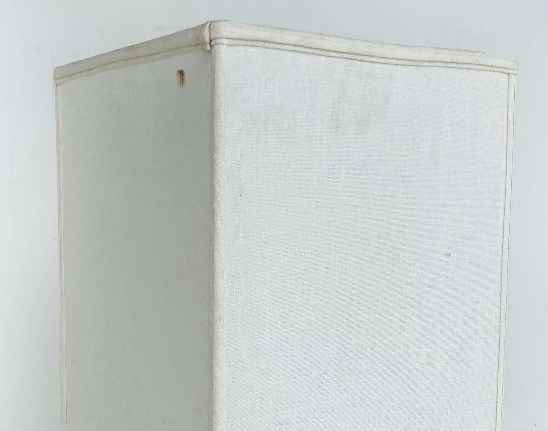 Contemporary Square Fabric Table Lamps on Wood Bases, Pair, Wired and Working In Good Condition For Sale In Miami, FL