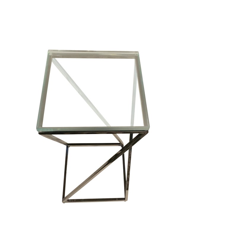 Contemporary Square Glass Top Cocktail Table For Sale at 1stDibs