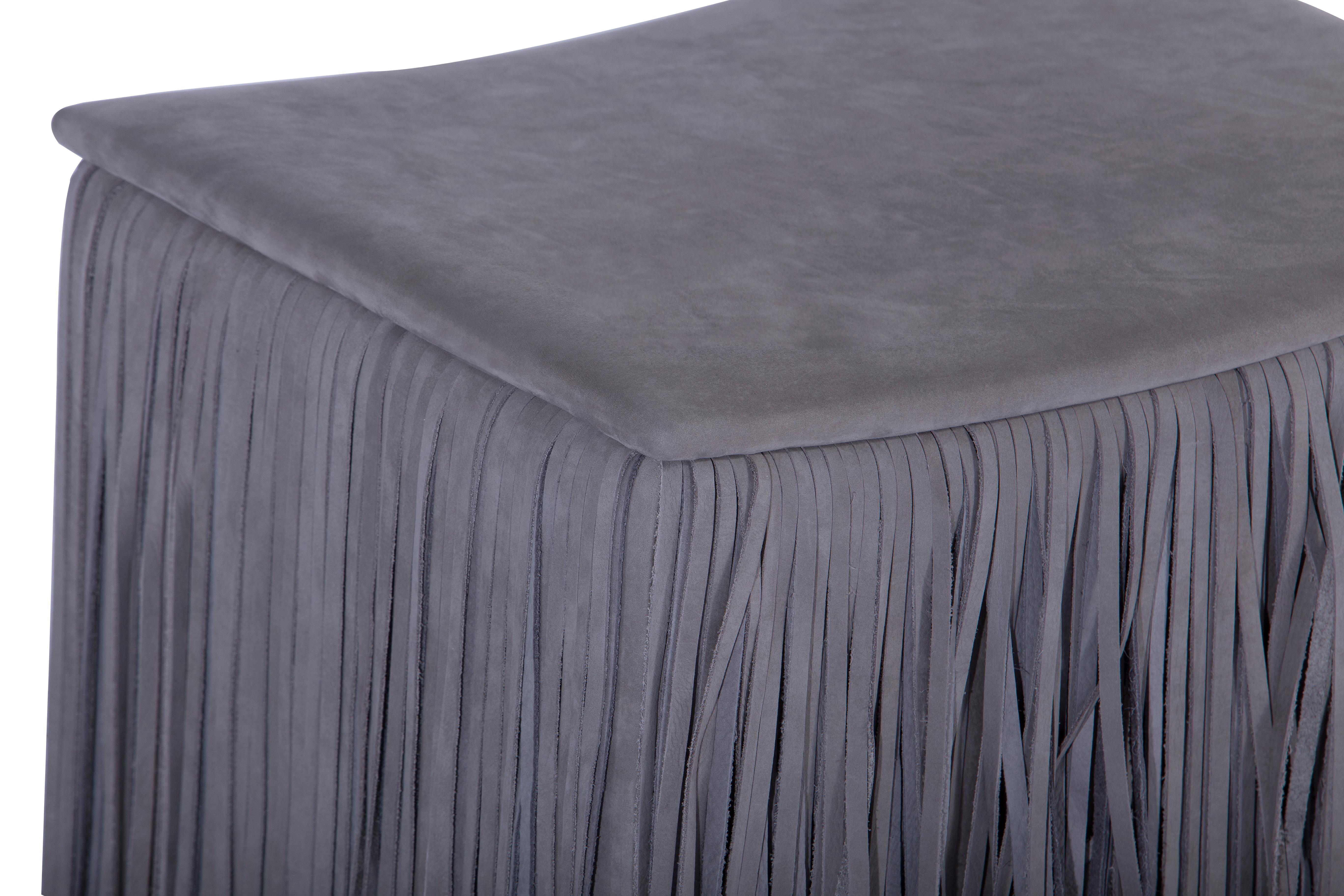 leather fringe ottoman